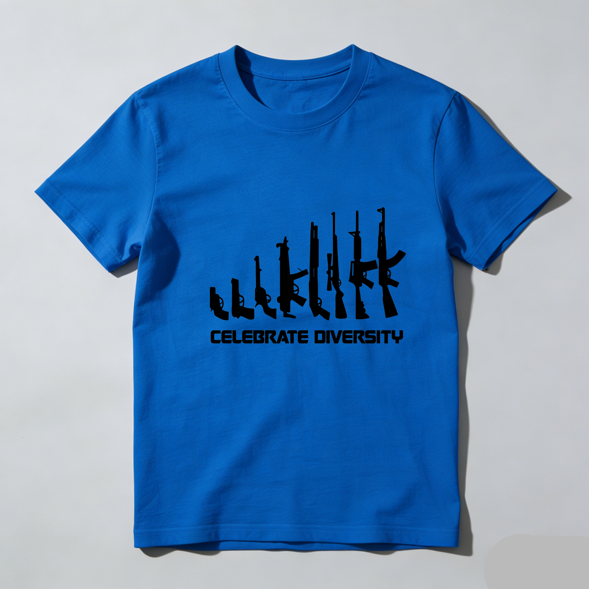 TEECURENT Celebrate Diversity Gun Silhouettes Pure Cotton Short Sleeve T Shirt-TeeCurent