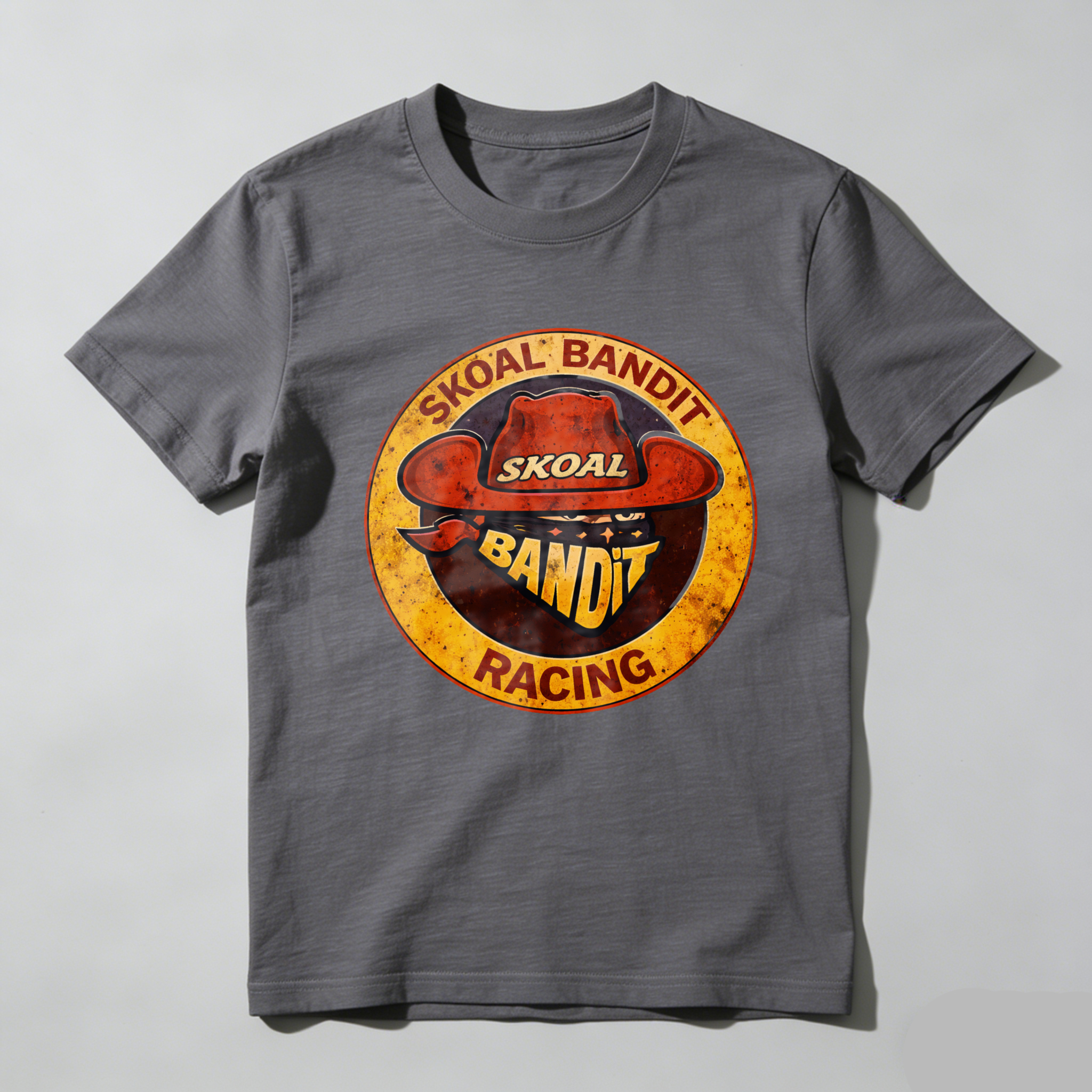 Skual Bandit Racing T Shirt Vintage Logo Design Black Cotton Men Women Unisex Casual Wear