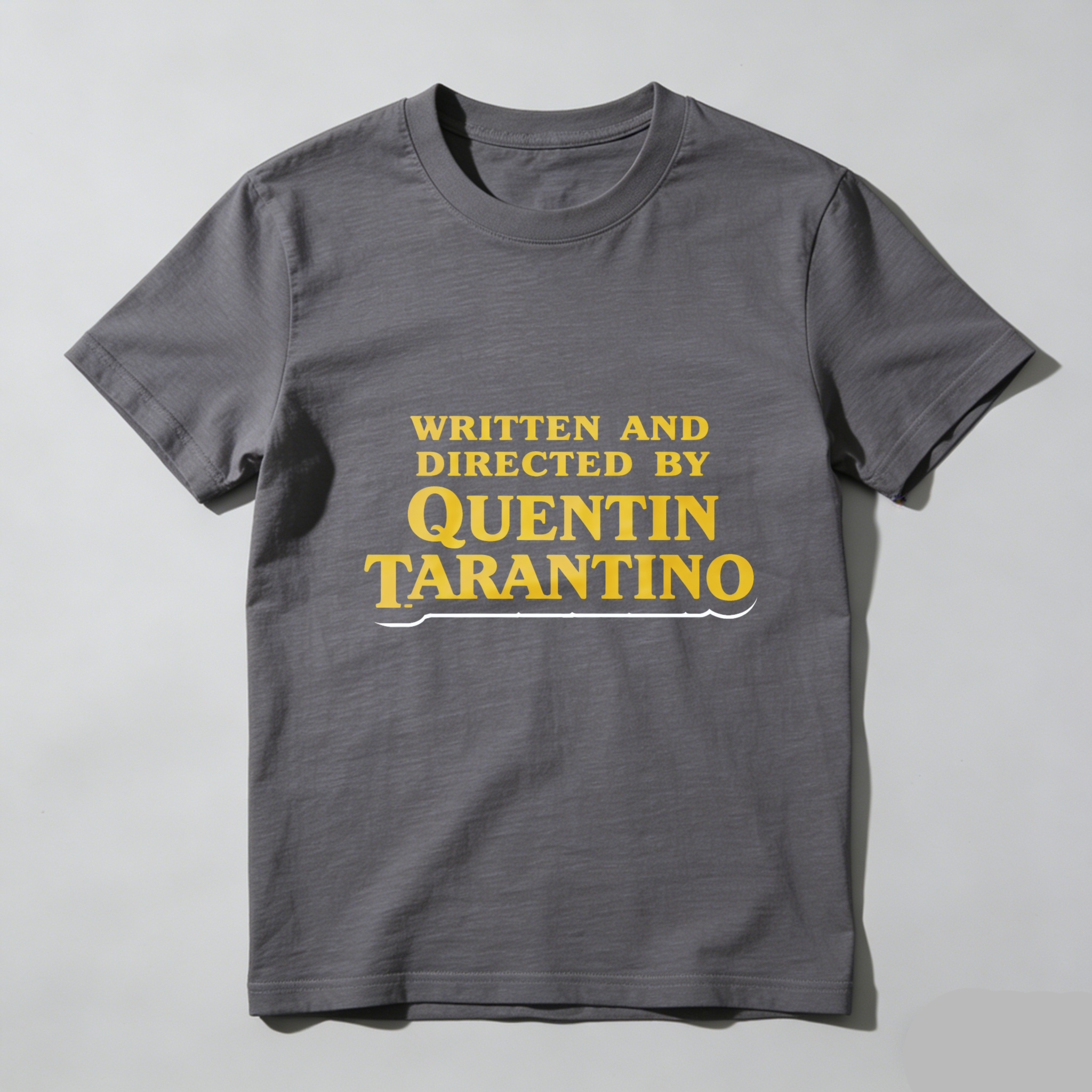 TEECURENT Written And Directed By Quentin Tarantino T Shirt Movie Fan Gift Black Cotton Tee Men Women Unisex Fashion Casual Wear