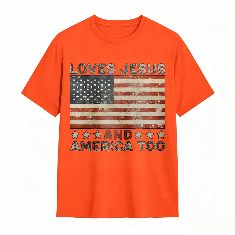 American Flag Print Graphic Tee