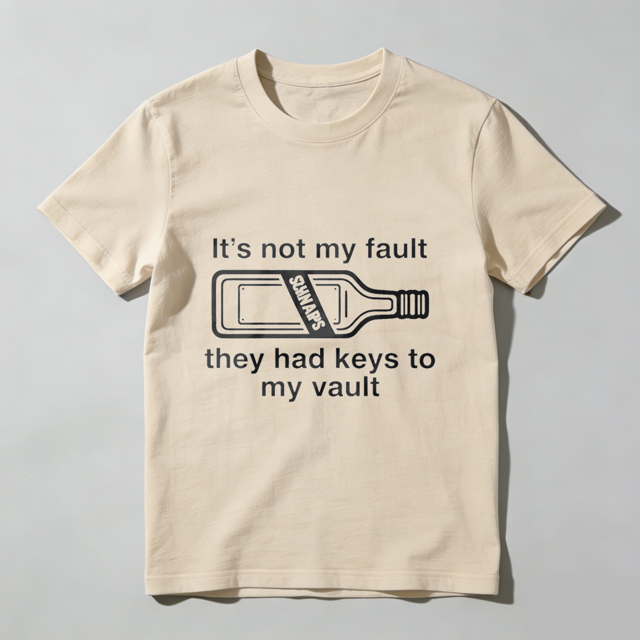 TEECURENT Its Not My Fault They Had Keys To My Vault Funny T-Shirt With Beer Bottle Graphic