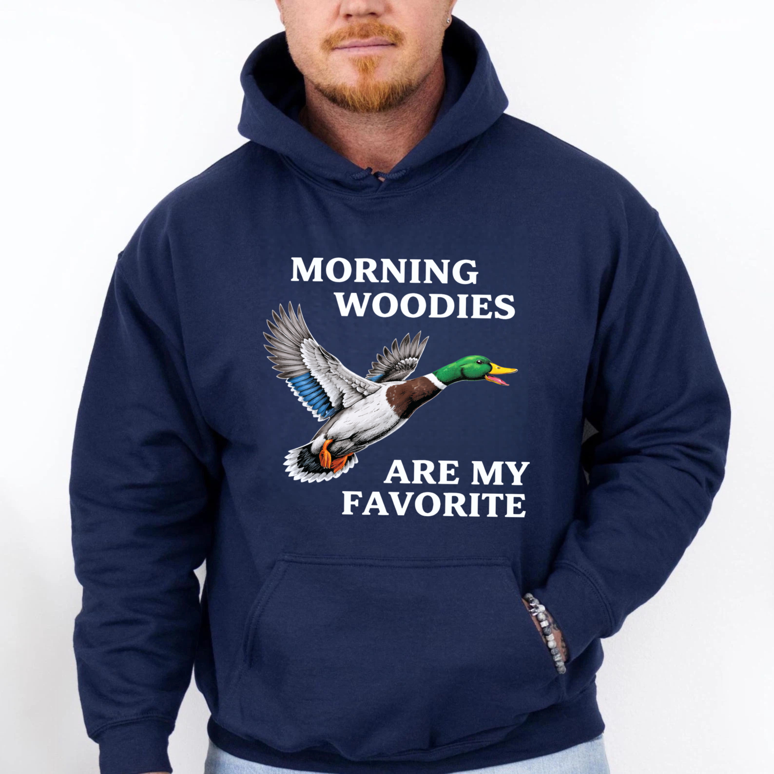 TEECURENT Gildan Morning Woodies Are My Favorite Duck Hunting Hoodie For Men And Women Outdoor Apparel With Funny Slogan And Bird Graphic Design