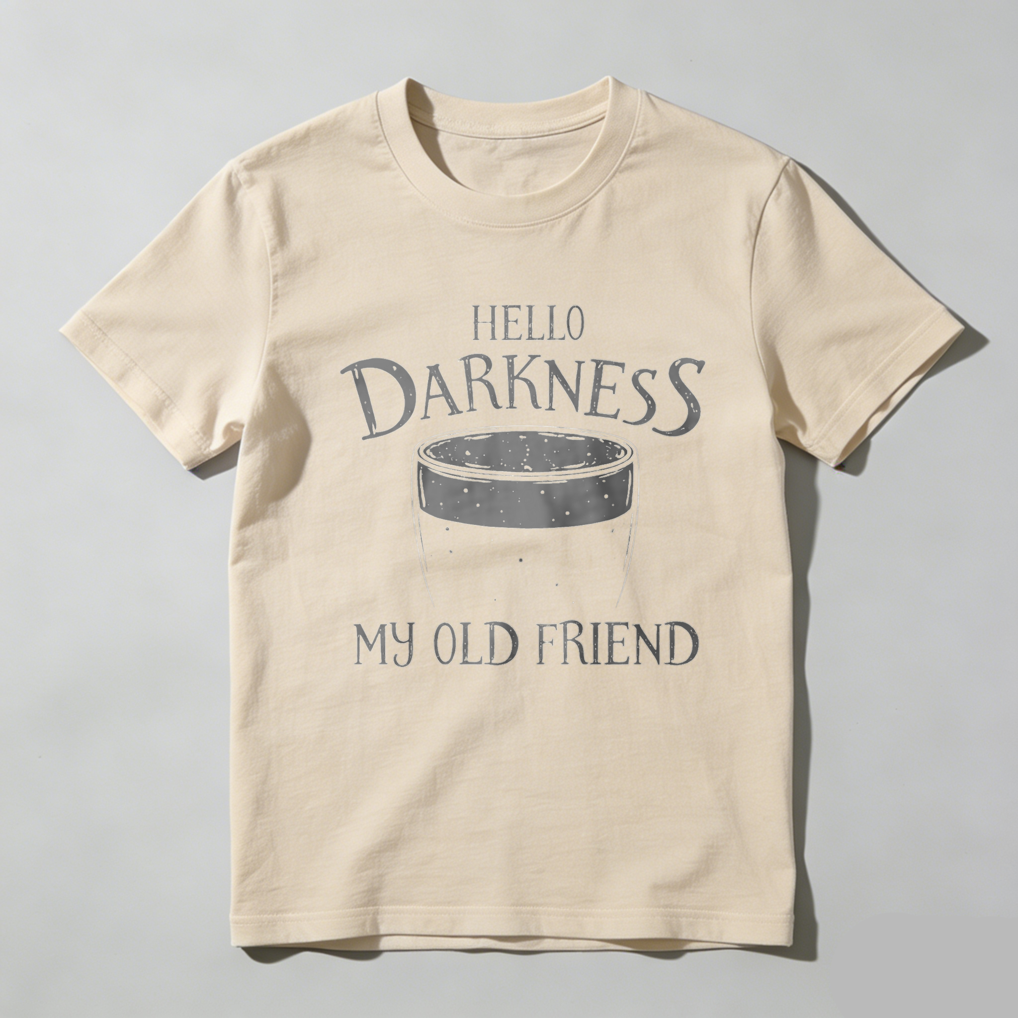 TEECURENTHello Darkness My Old Friend Beer Glass T-Shirt Black Men Women Casual Graphic Tee Shirt Unisex Top Fun Drink Themed Apparel-TeeCurent