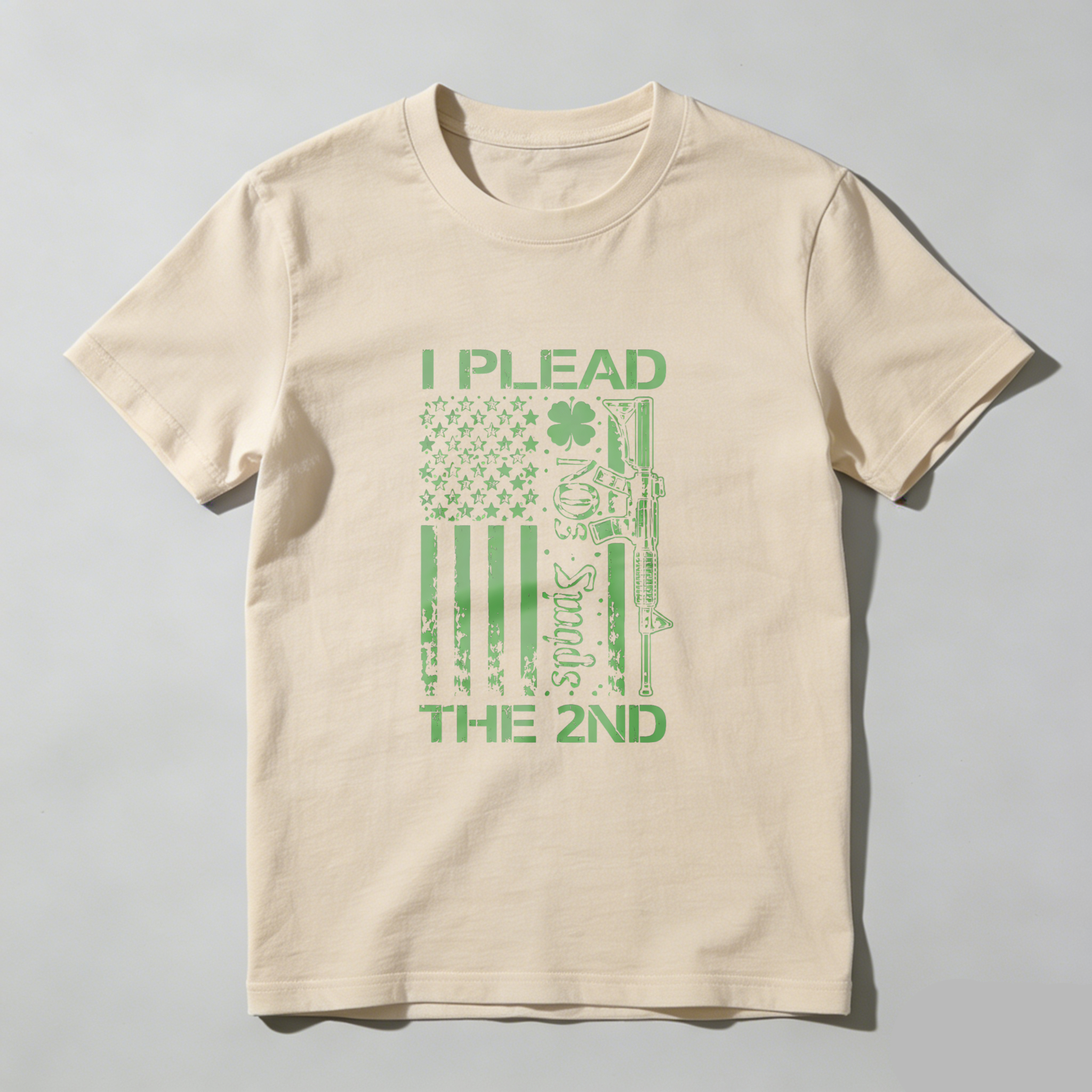 TEECURENT I Plead The 2nd Amendment Flag Gun T Shirt St Patrick's Day Green American Flag Design Men Women Apparel