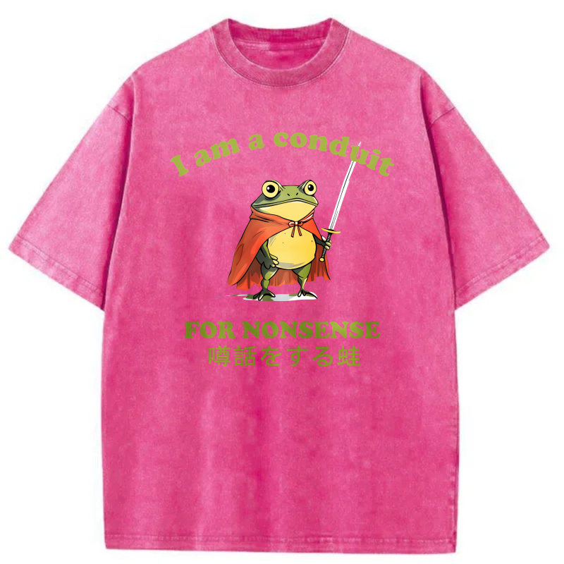 Frog With Sword And Cape Saying I Am A Conduit For Nonsense tshirt 100% cotton