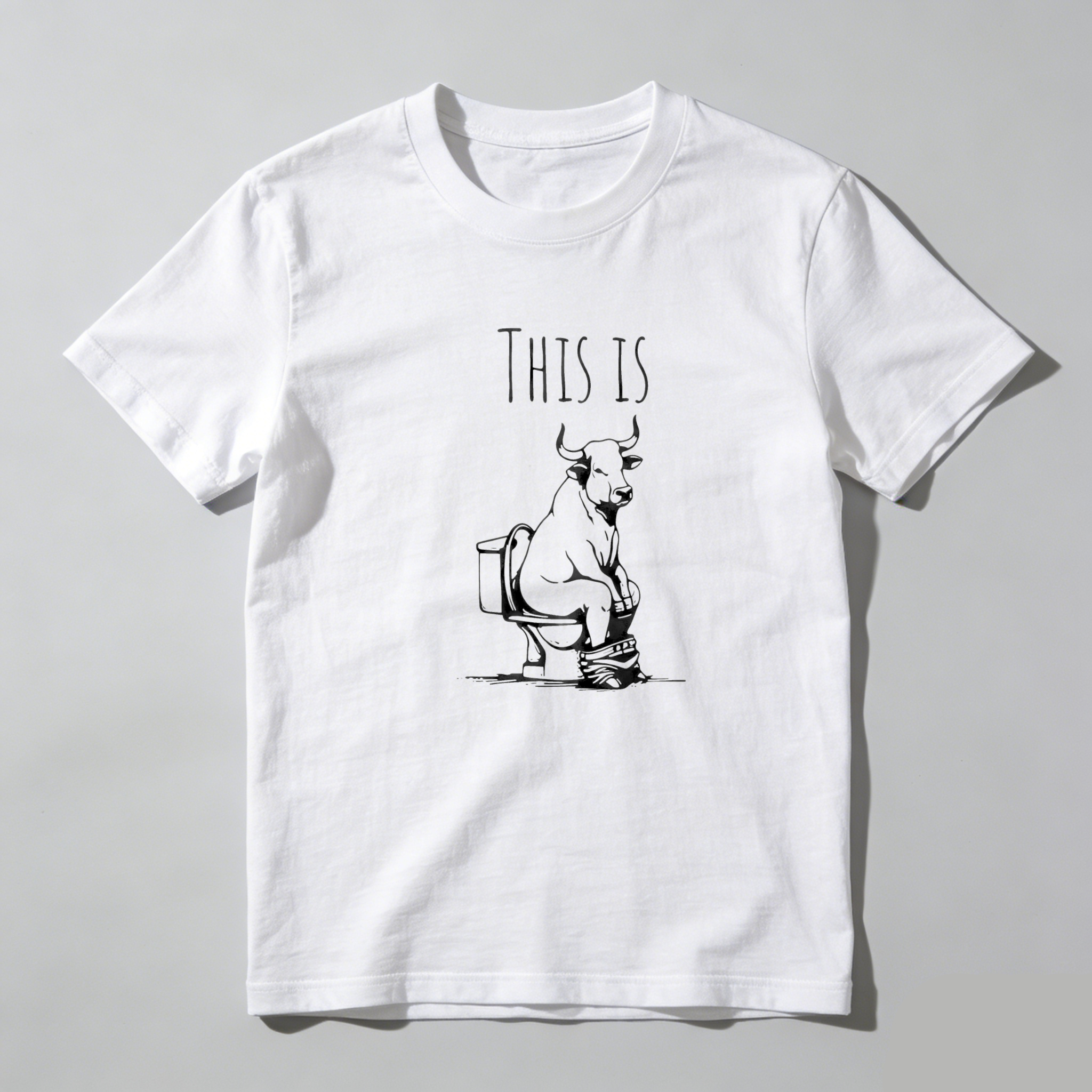 TEECURENT This Is Bull On Toilet Pure Cotton Short Sleeve T Shirt-TeeCurent