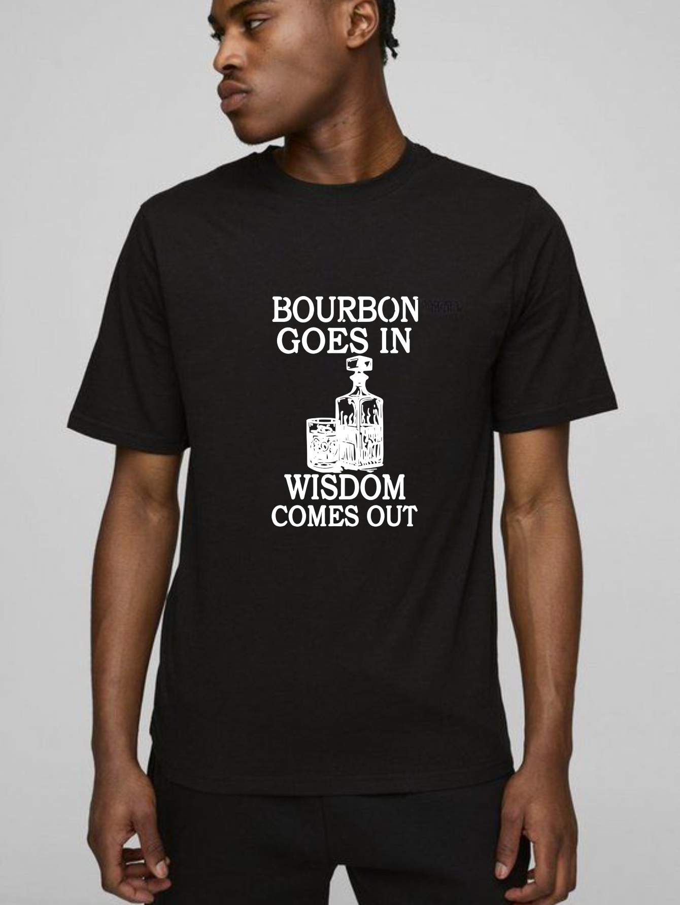 TEECURENT Bourbon Goes In Wisdom Comes Out Pure Cotton Short Sleeve T Shirt-TeeCurent