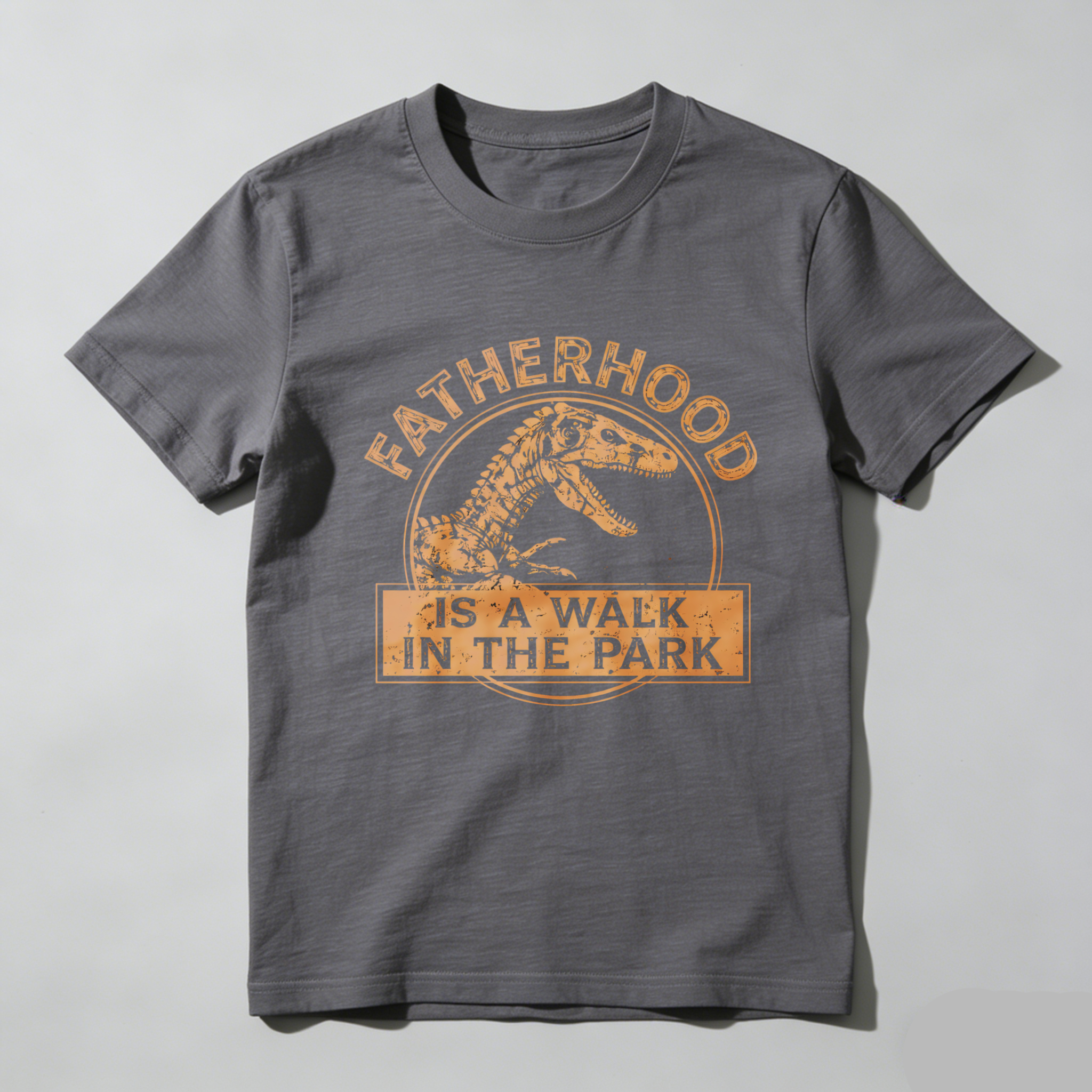 TEECURENT Fatherhood Is A Walk In The Park Dinosaur T-Shirt For Men Funny Dad Gift Shirt