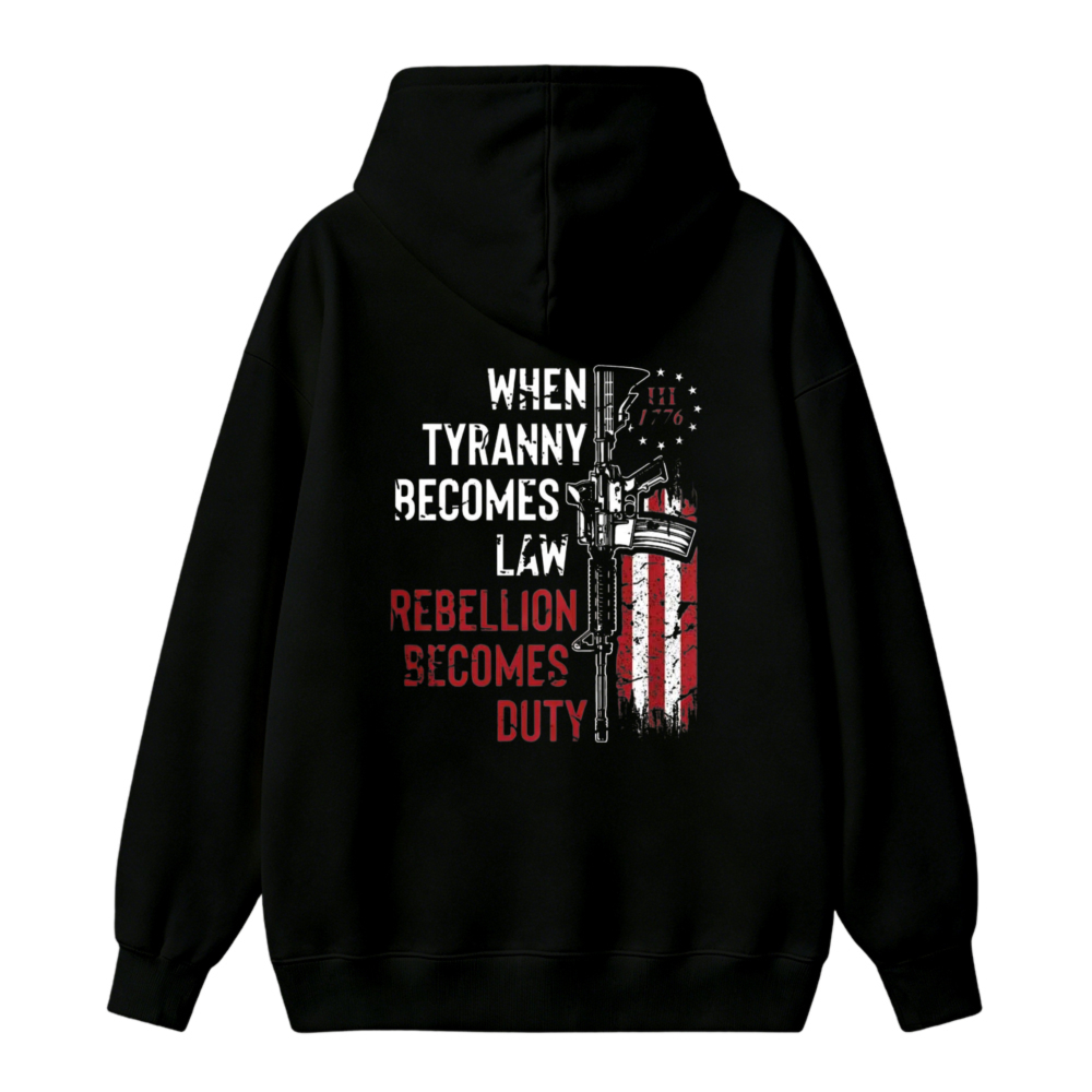 When Tyranny Becomes Law Rebellion Becomes Duty Rifle Flag Unisex Classic Hoodie