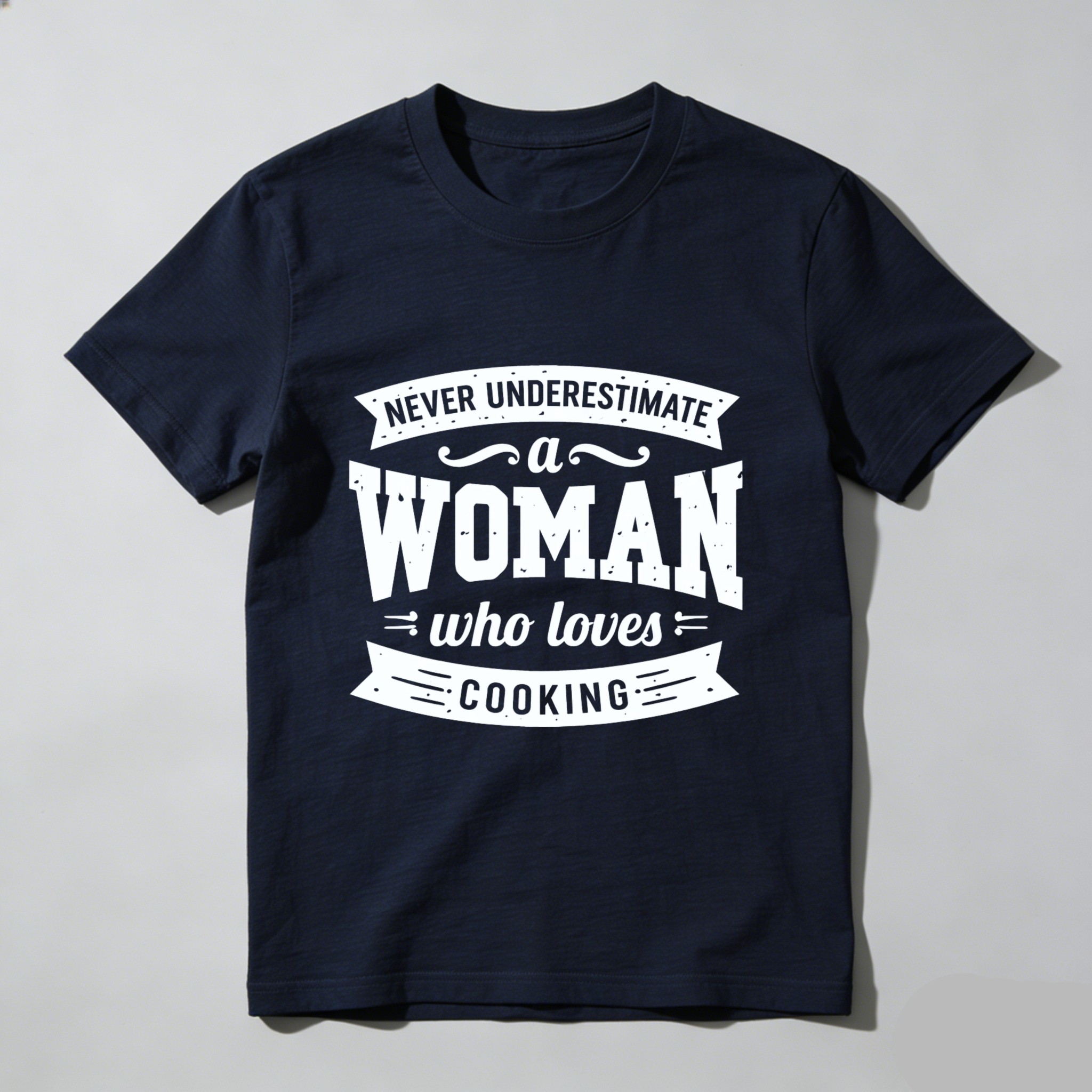 TEECURENT Never Underestimate A Woman Who Loves Cooking T Shirt For Women Chef Gift Cooking Lover Apparel Black Tee WOMEN
