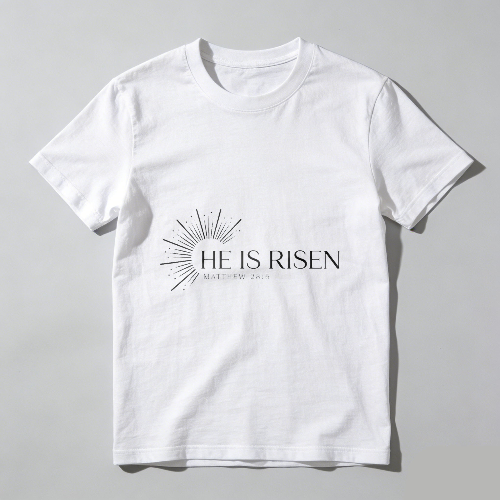 TEECURENT He Is Risen Easter T Shirt Christian Faith Gospel Matthew 28 6 Religious Apparel For Men Women Black Cotton Tee Shirt WOMEN