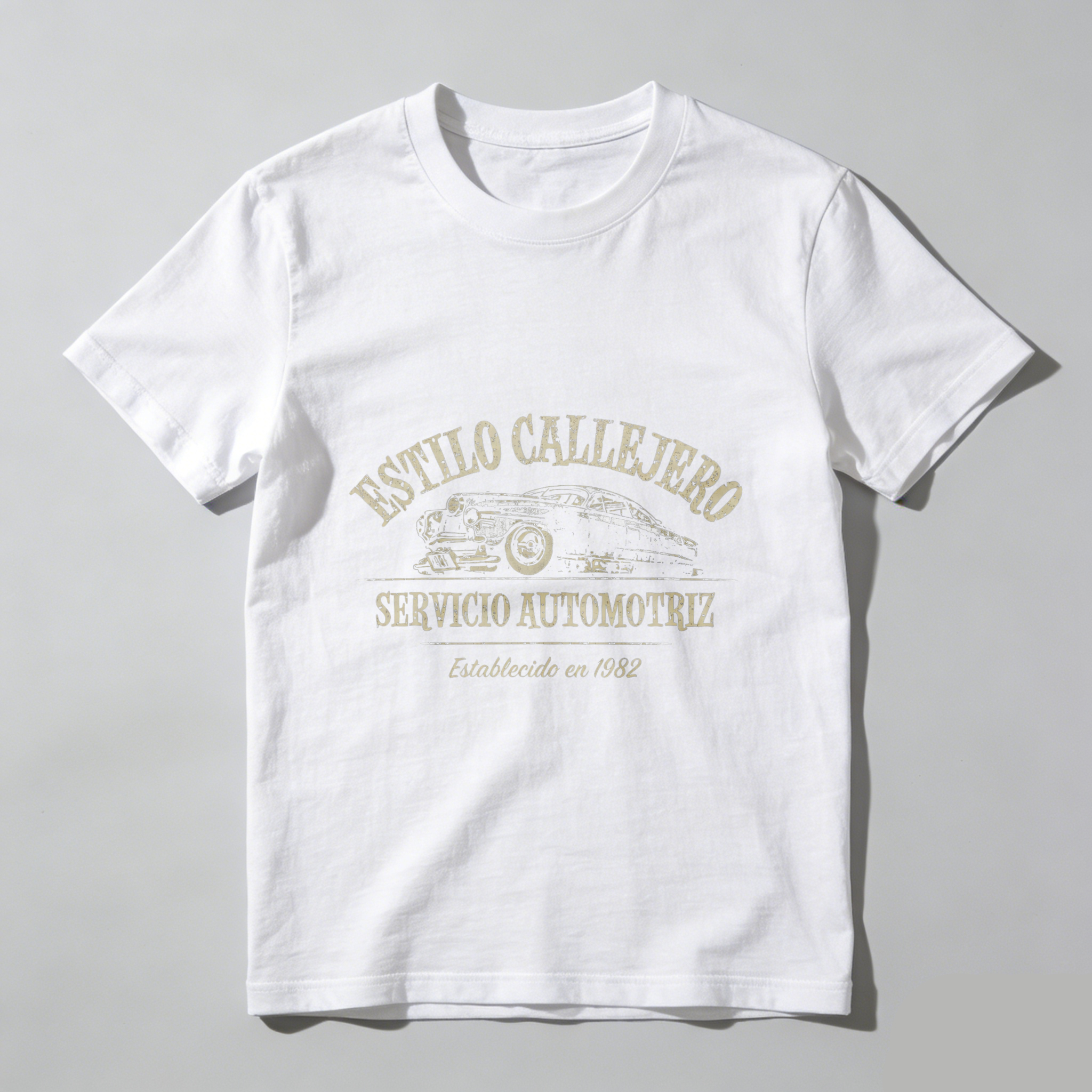 Street Style Automotive Service T Shirt Established In 1982 Classic Car Design Black Men's Tee