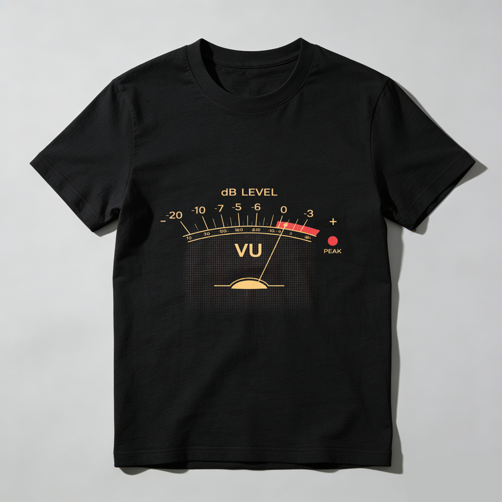 VU Meter Db Level Audio Engineering T-Shirt Music Production Sound Design Black Cotton Shirt