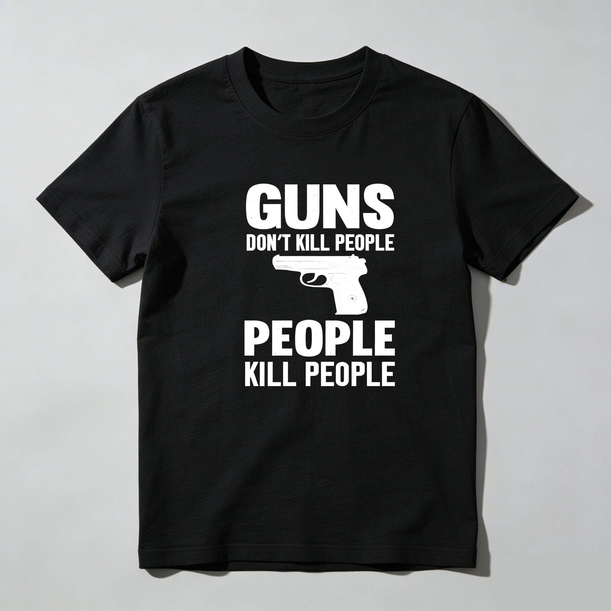 TEECURENT Guns Dont Kill People People Kill People Pure Cotton Short Sleeve T Shirt-TeeCurent