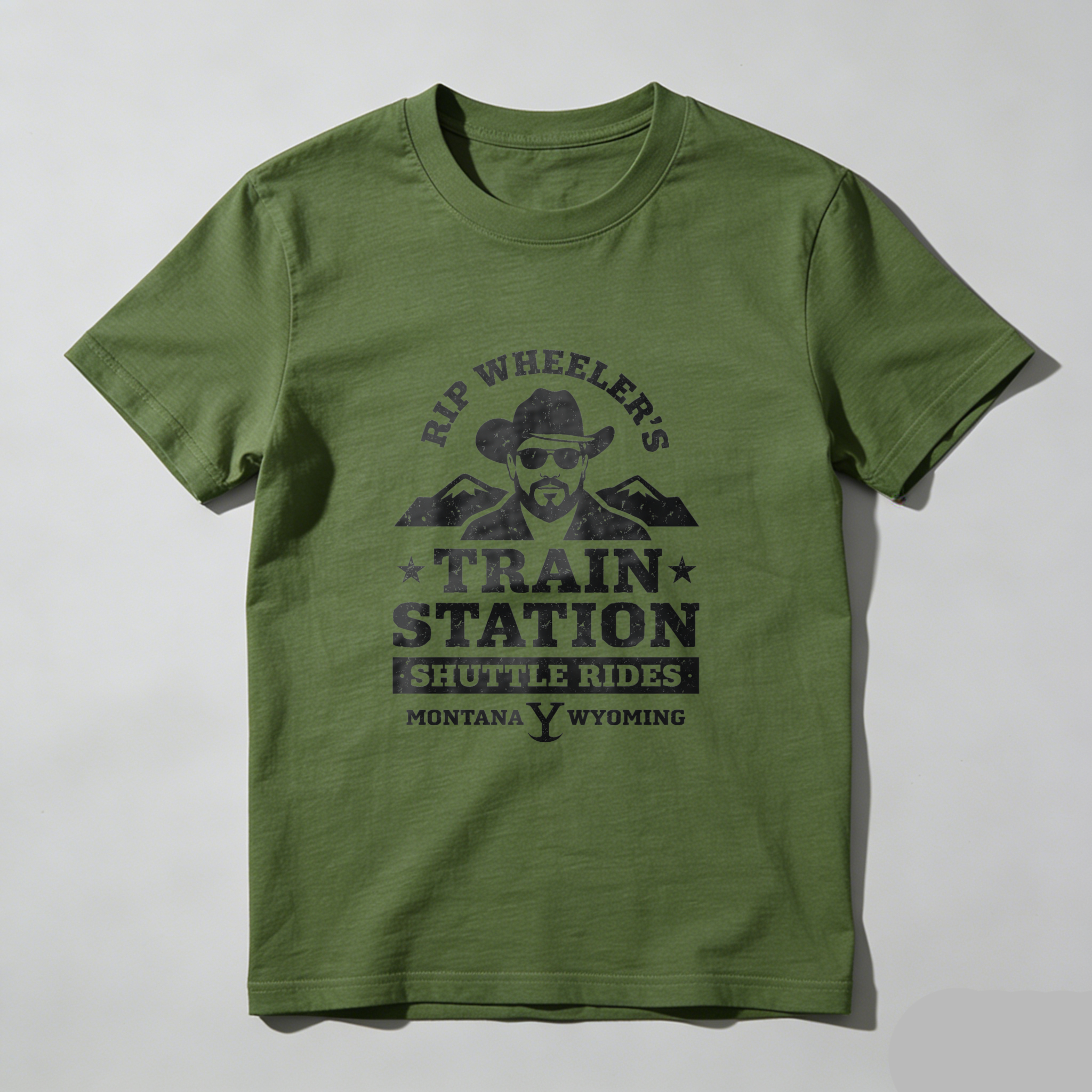 TEECURENT Rip Wheelers Train Station Shuttle Rides Montana Wyoming T Shirt