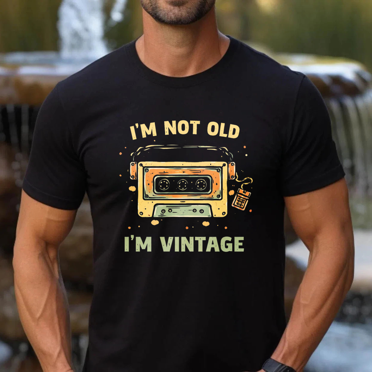 TEECURENTI M Not Old I M Vintage T Shirt With Cassette Tape Design Retro Humor Graphic Tee For Men Women Unisex Casual Wear-TeeCurent