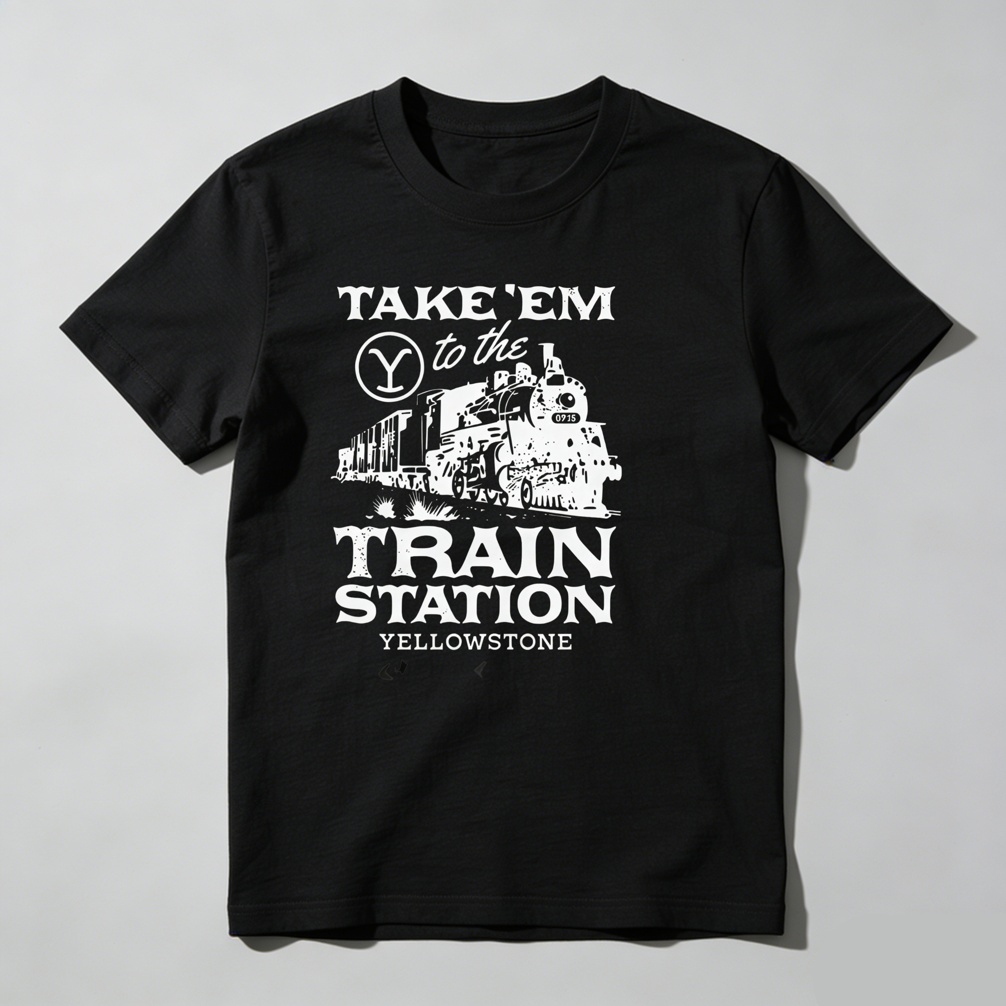 TEECURENT Take Em To The Train Station Yellowstone Pure Cotton Short Sleeve T Shirt-TeeCurent