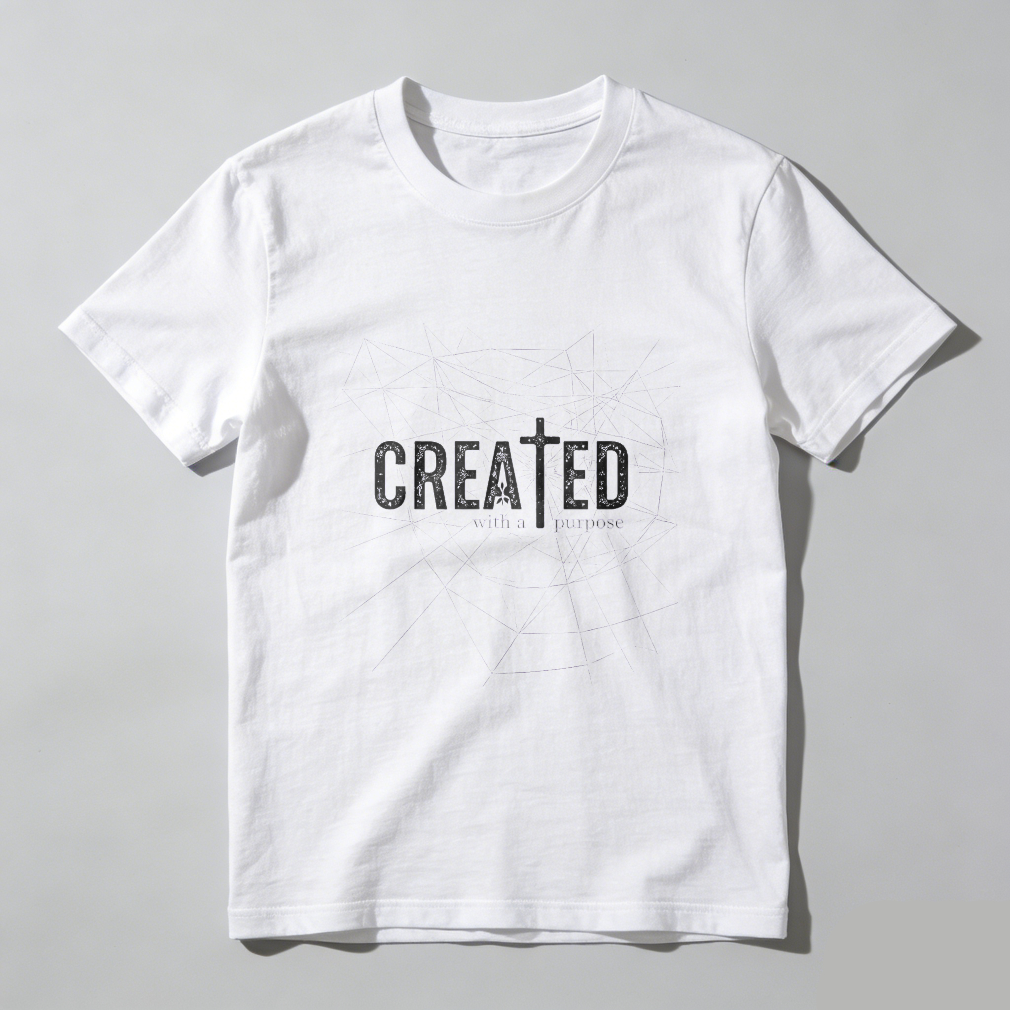 TEECURENT Created With A Purpose Christian T Shirt Faith Inspired Design For Men And Women Black宗教T恤 WOMEN