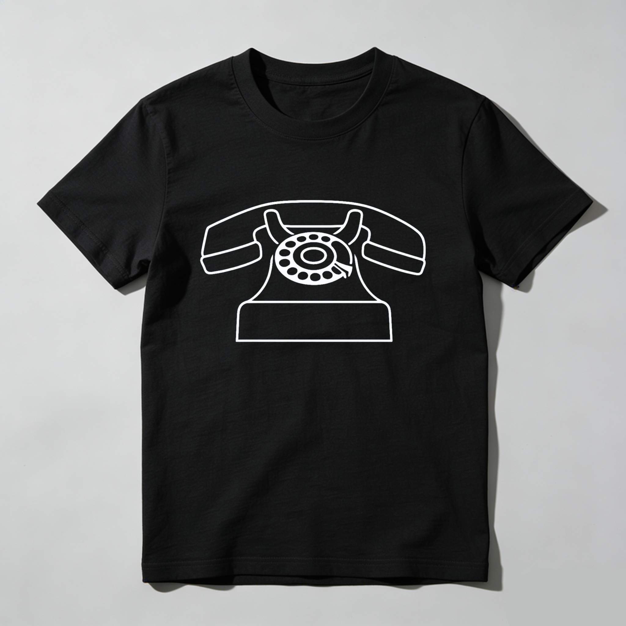 Retro Telephone Graphic T Shirt Made In Usa Black Unisex Casual Top Vintage Phone Design Men Women Apparel