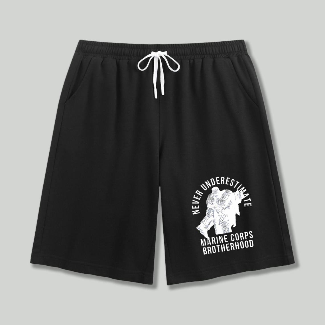 Never Underestimate Marine Corps Brotherhood Graphic Print Casual Sports Shorts