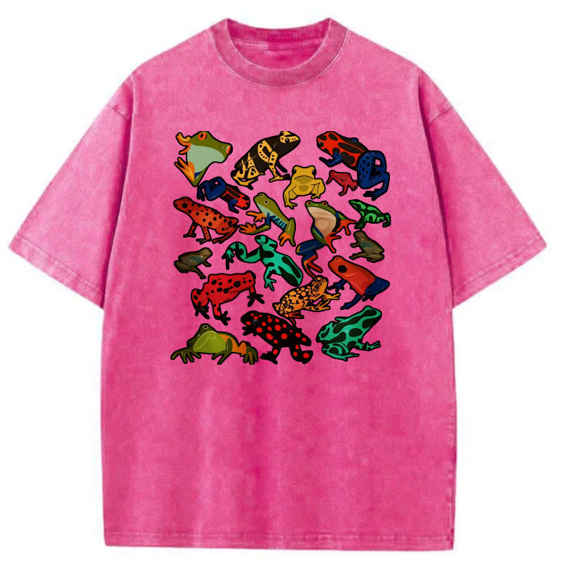 Colorful Frog Pattern Print Design tshirt 100% cotton