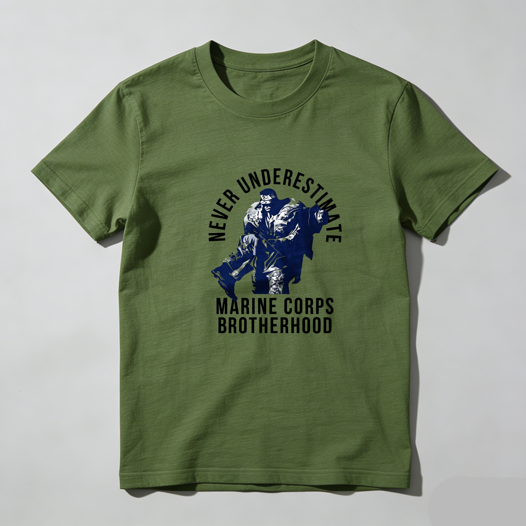 TEECURENT Never Underestimate Marine Corps Brotherhood Pure Cotton Short Sleeve T Shirt-TeeCurent