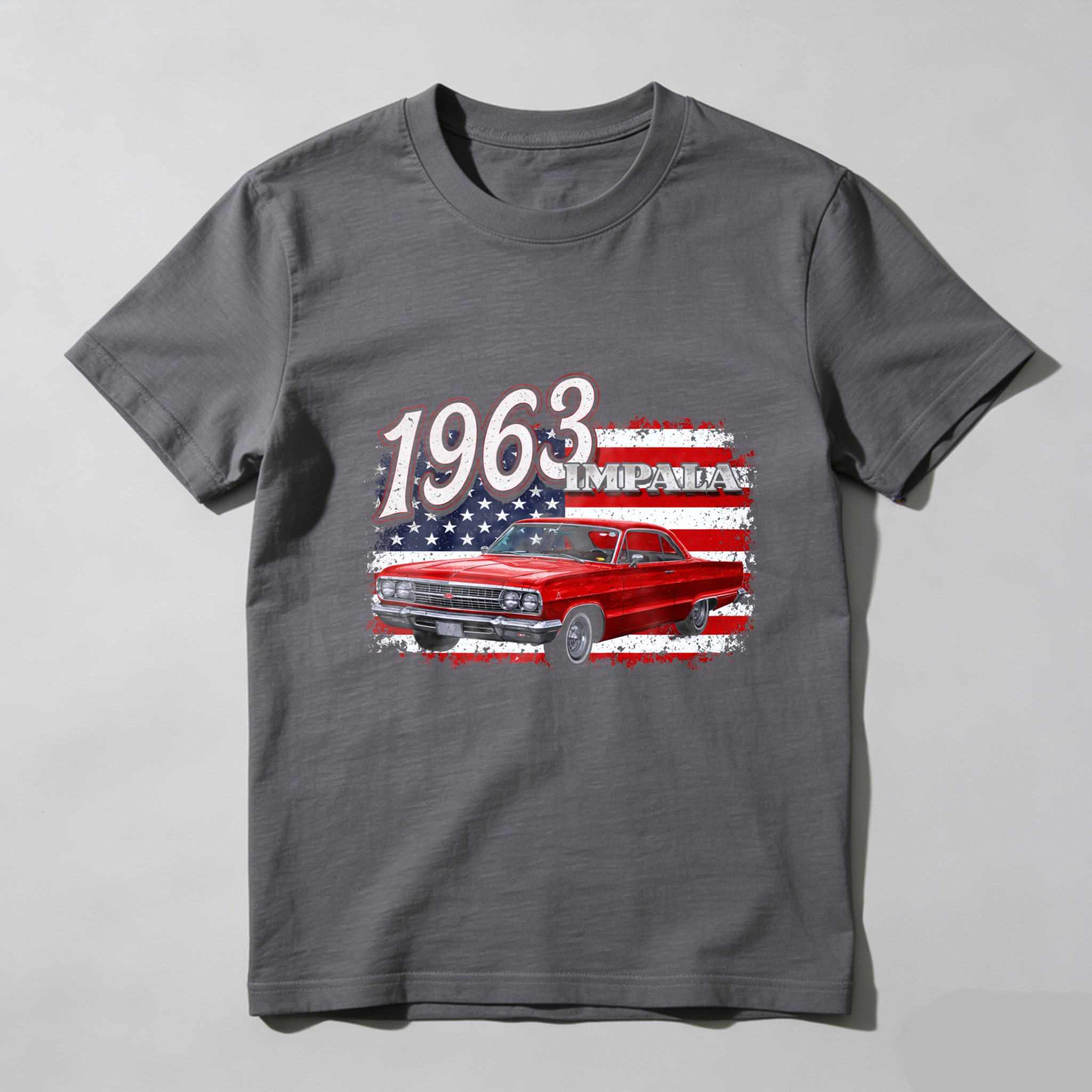 1963 Impala Classic Car American Flag Design T-Shirt