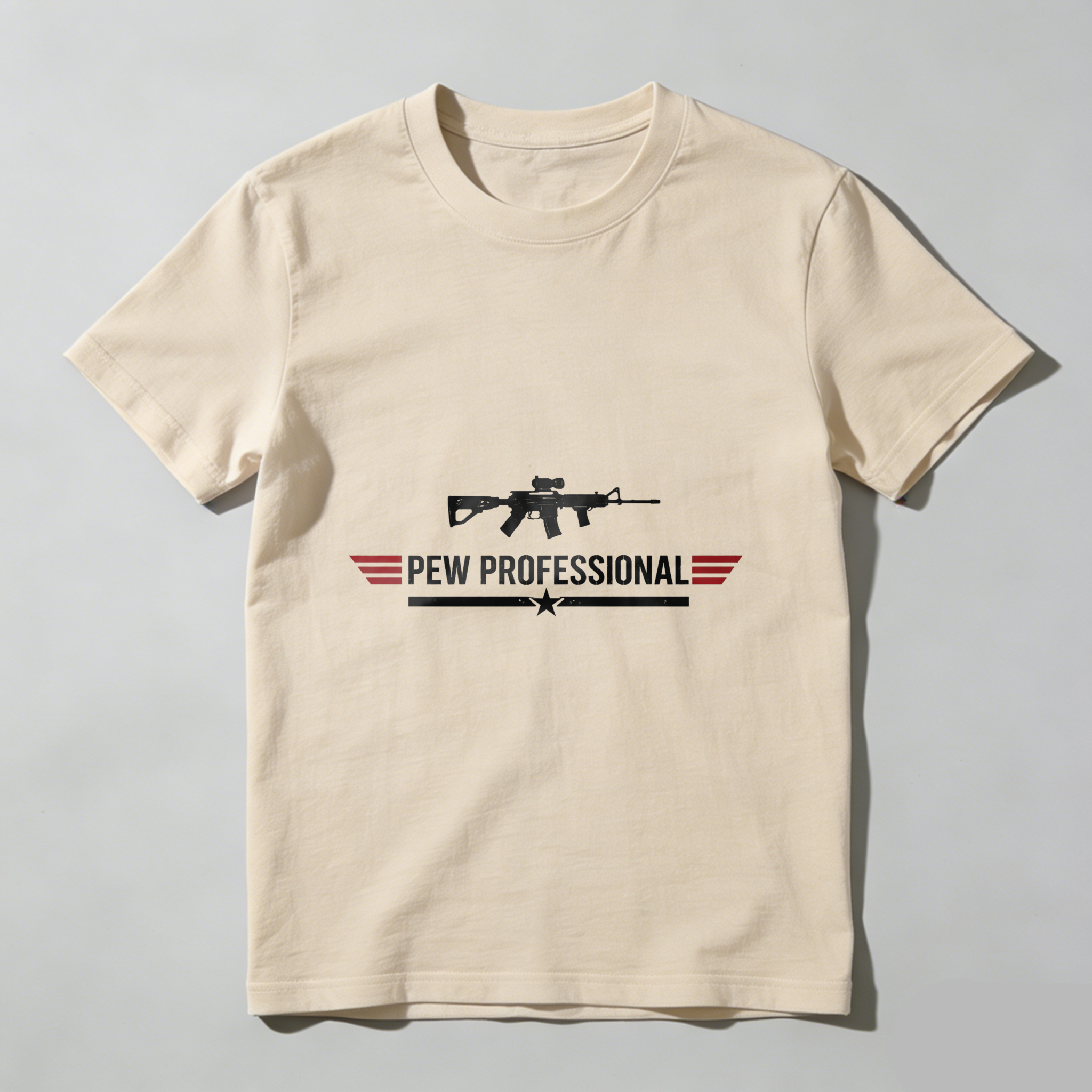 TEECURENT Pew Professional T Shirt With Rifle Graphic Design For Gaming And Military Enthusiasts