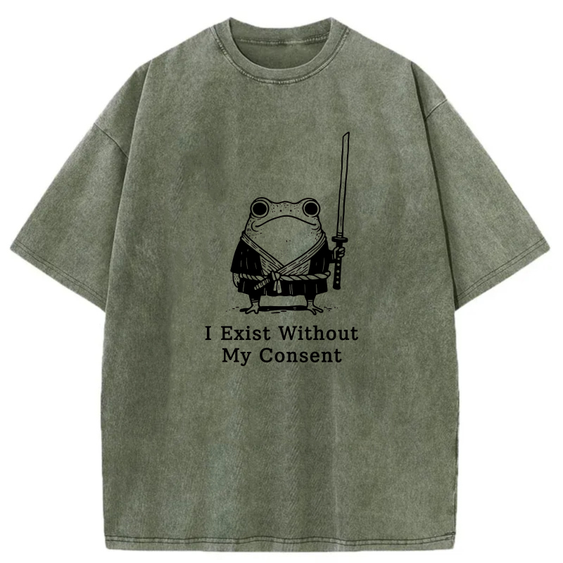 Frog With Sword And Text Below tshirt 100% cotton