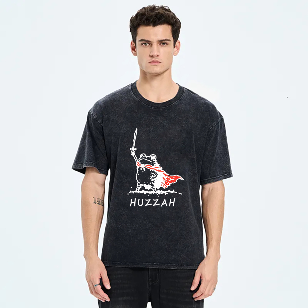 Frog Warrior With Sword And Cape Huzzah tshirt 100% cotton
