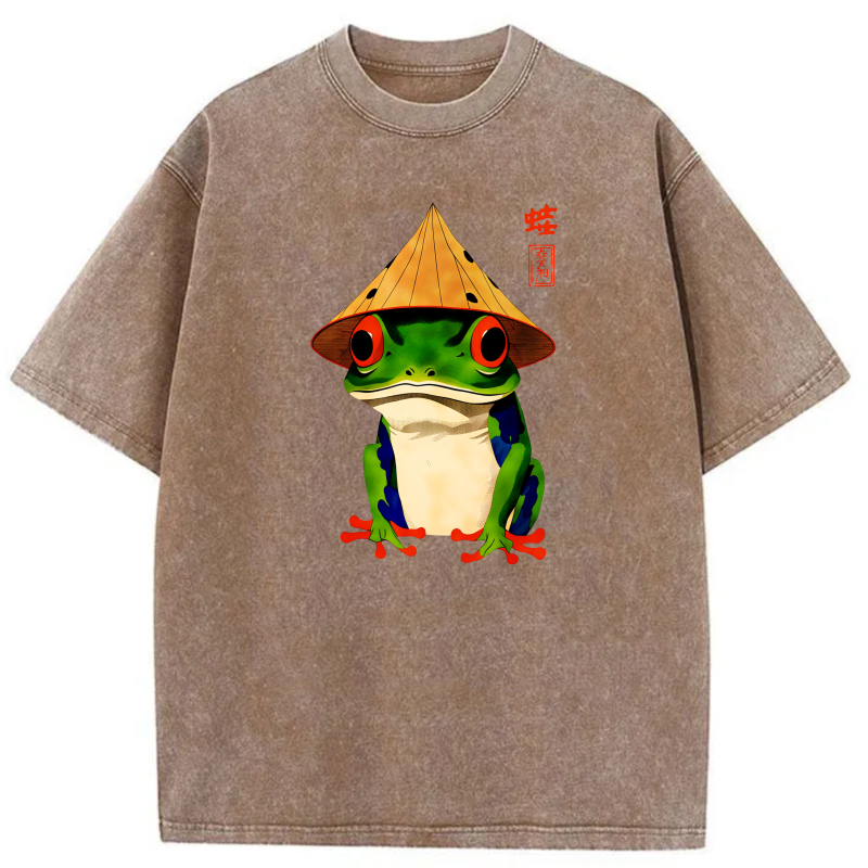 Frog Wearing Conical Hat With Red Eyes tshirt 100% cotton