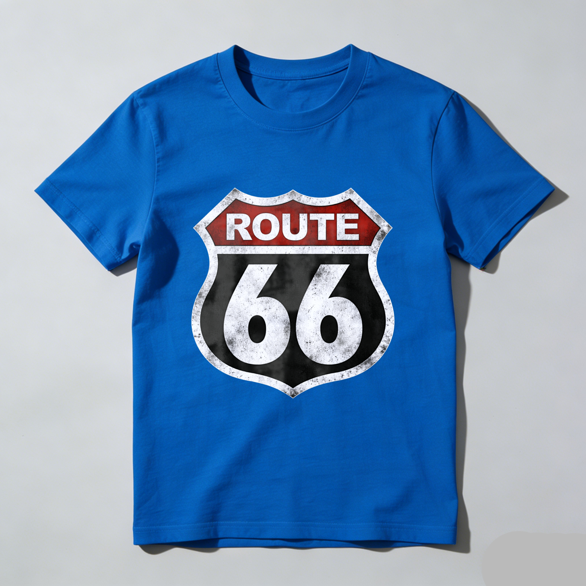 Route 66 Classic Highway Sign T-Shirt Black Vintage Road Trip Design Men Women Unisex Casual Wear