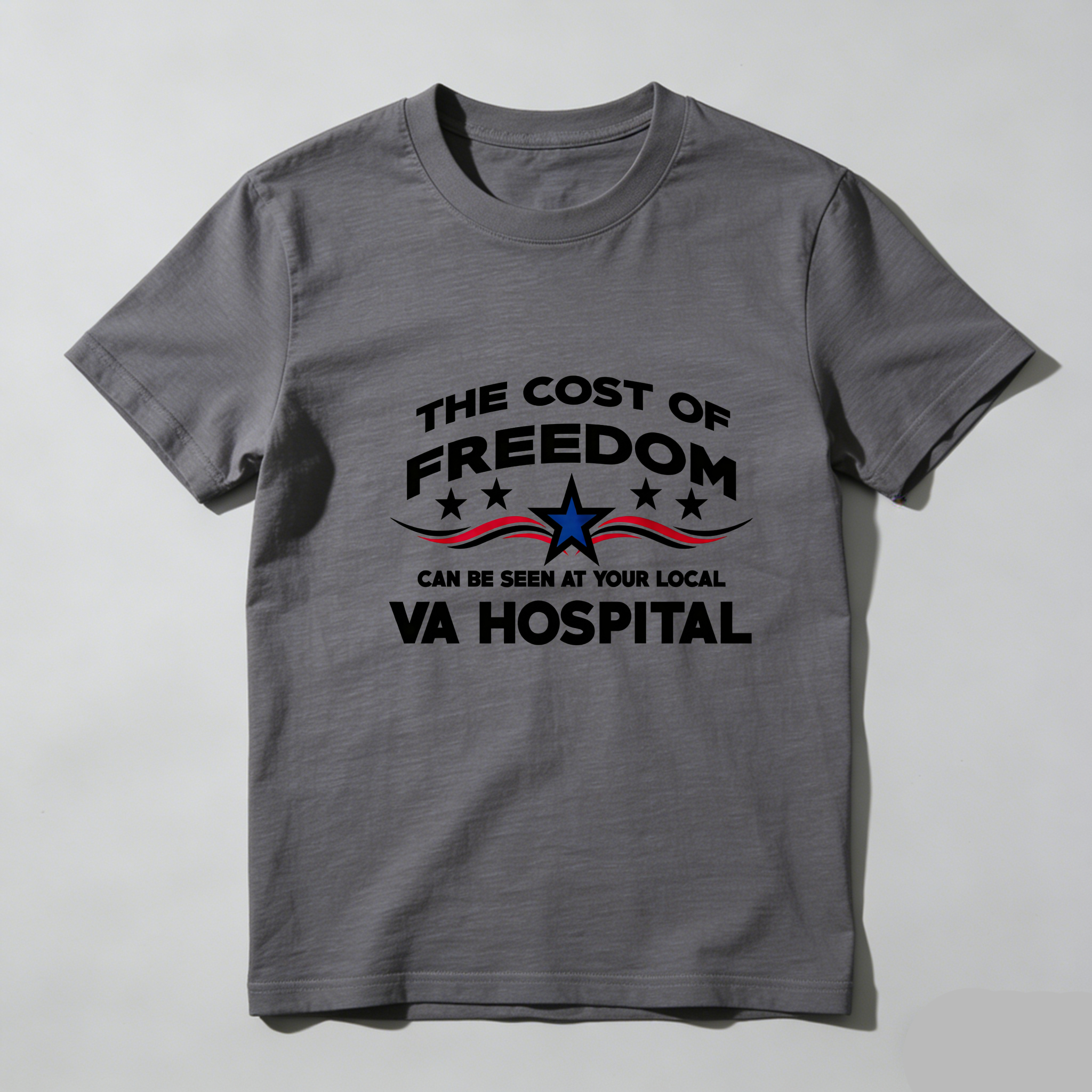 TEECURENT The Cost Of Freedom Va Hospital Pure Cotton Short Sleeve T Shirt-TeeCurent
