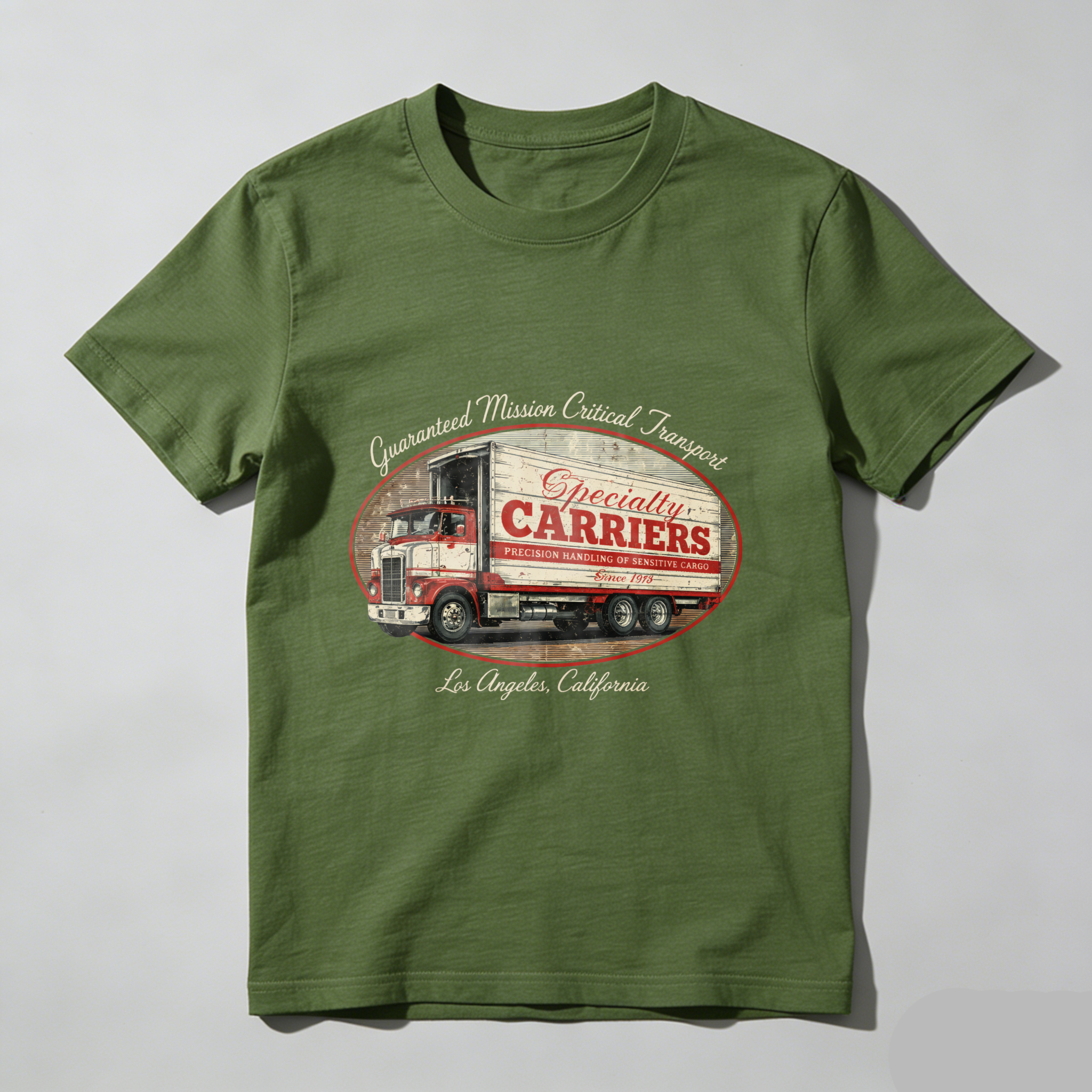 Specialty Carriers Guaranteed Mission Critical Transport Los Angeles California Trucking T-Shirt