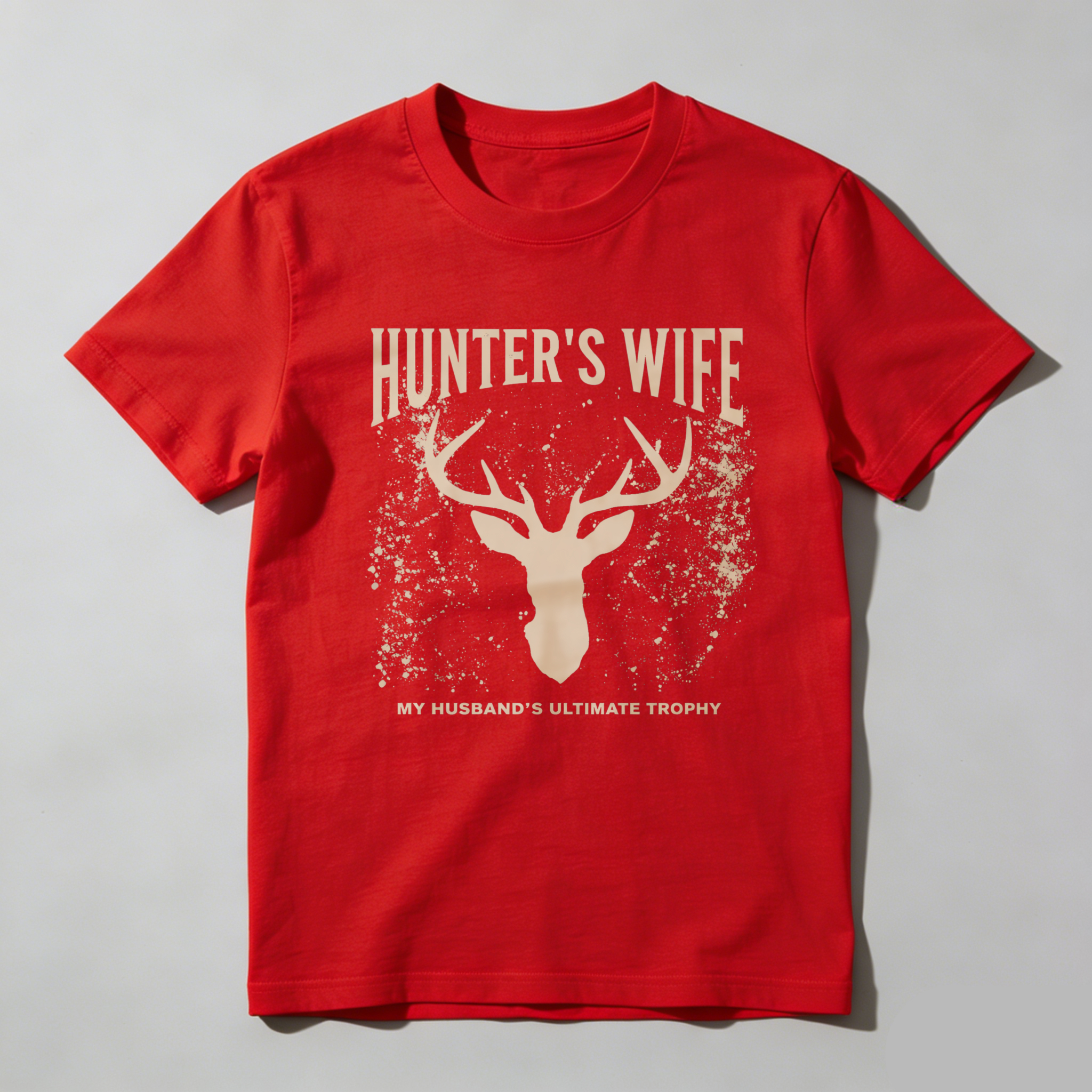 TEECURENT Hunters Wife My Husbands Ultimate Trophy Deer Head Graphic T-Shirt For Women Hunting Theme Casual Shirt-TeeCurent