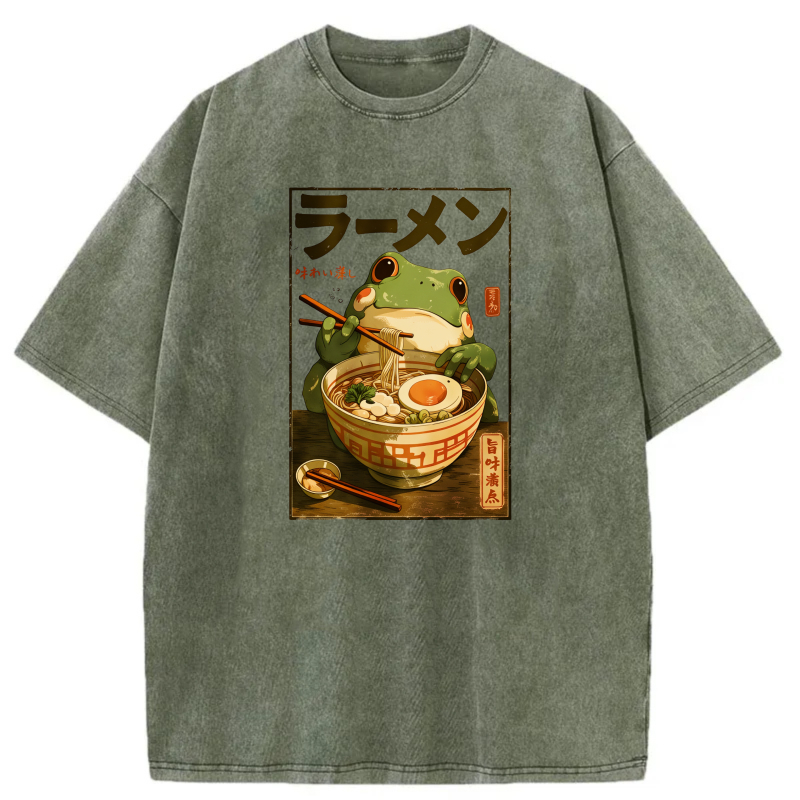 Frog Eating Ramen With Chopsticks And Bowl tshirt 100% cotton