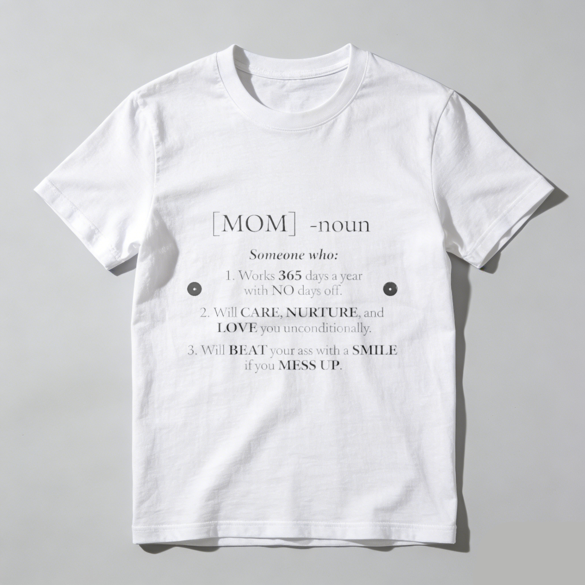 TEECURENT Mom Definition T Shirt Funny Mother Day Gift For Mom Women Humor Shirt With Love And Care Message Black Cotton Tee WOMEN