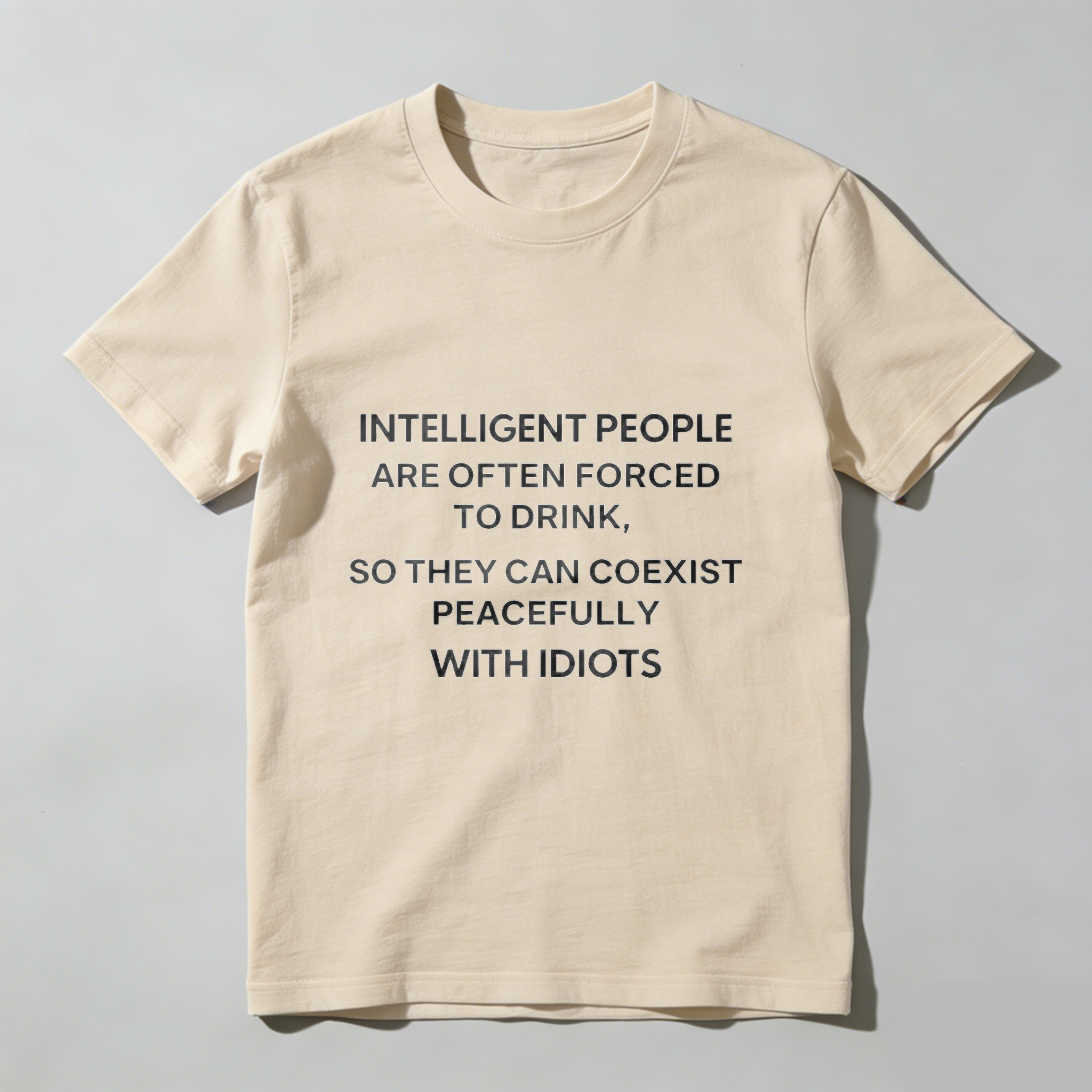 TEECURENT Intelligent People Are Often Forced To Drink So They Can Coexist Peacefully With Idiots T Shirt WOMEN