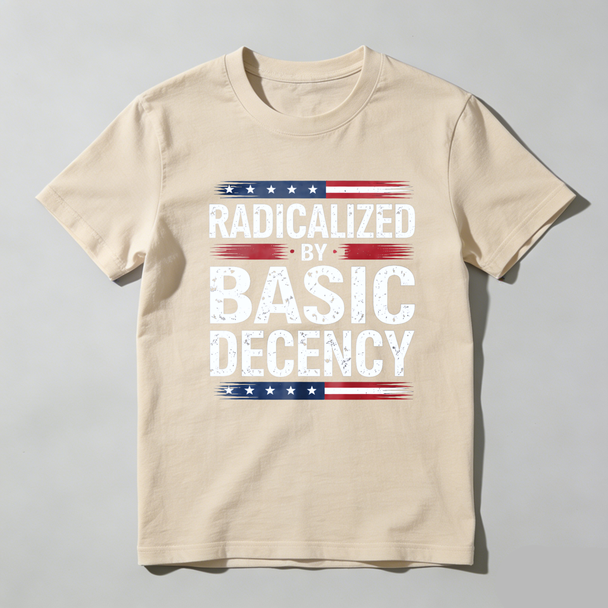 TEECURENTRadicalized By Basic Decency American Flag Design T Shirt Men Women Political Statement Graphic Tee Black-TeeCurent