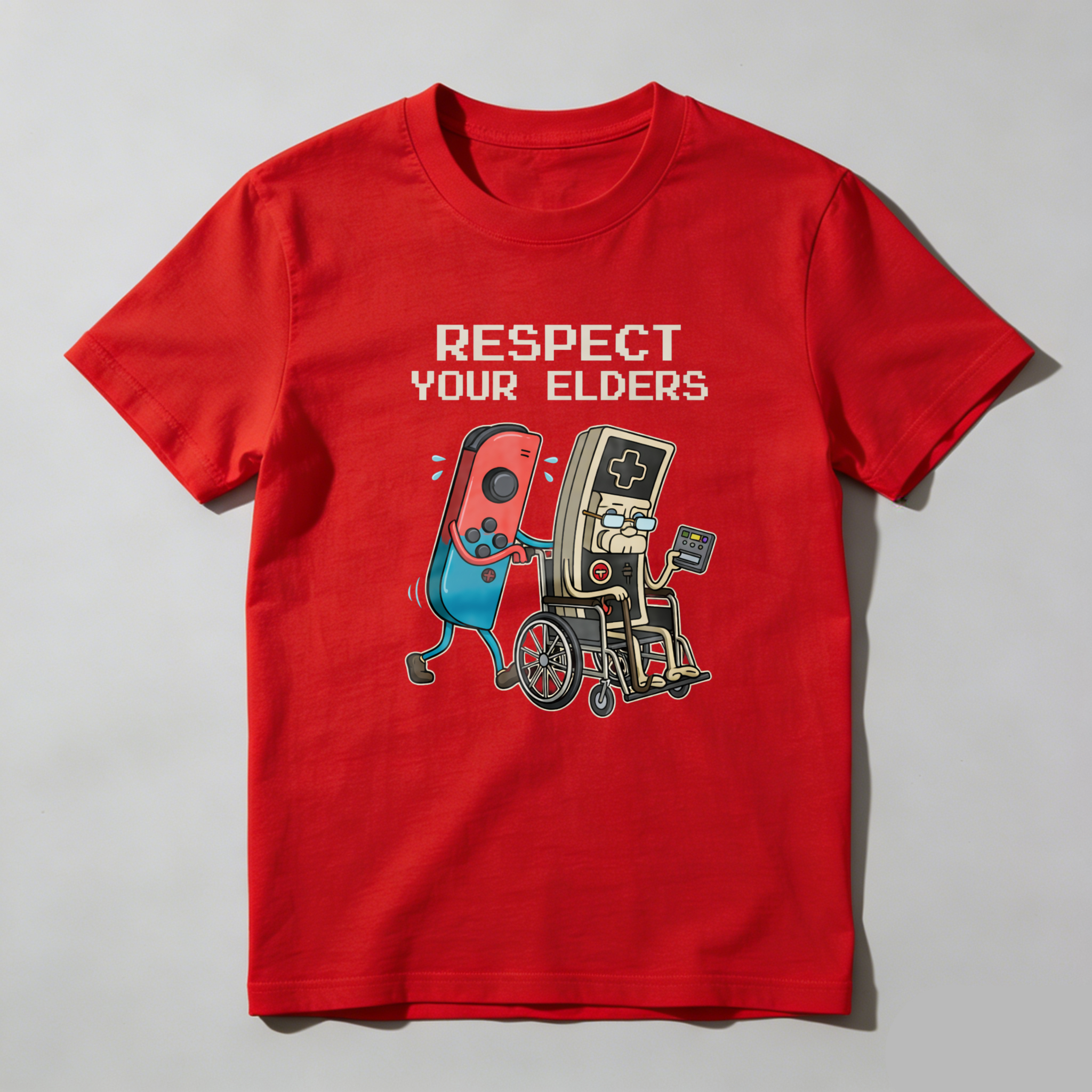 TEECURENT Respect Your Elders Nintendo Switch And Game Boy T-Shirt Gaming Humor Shirt For Gamers-TeeCurent
