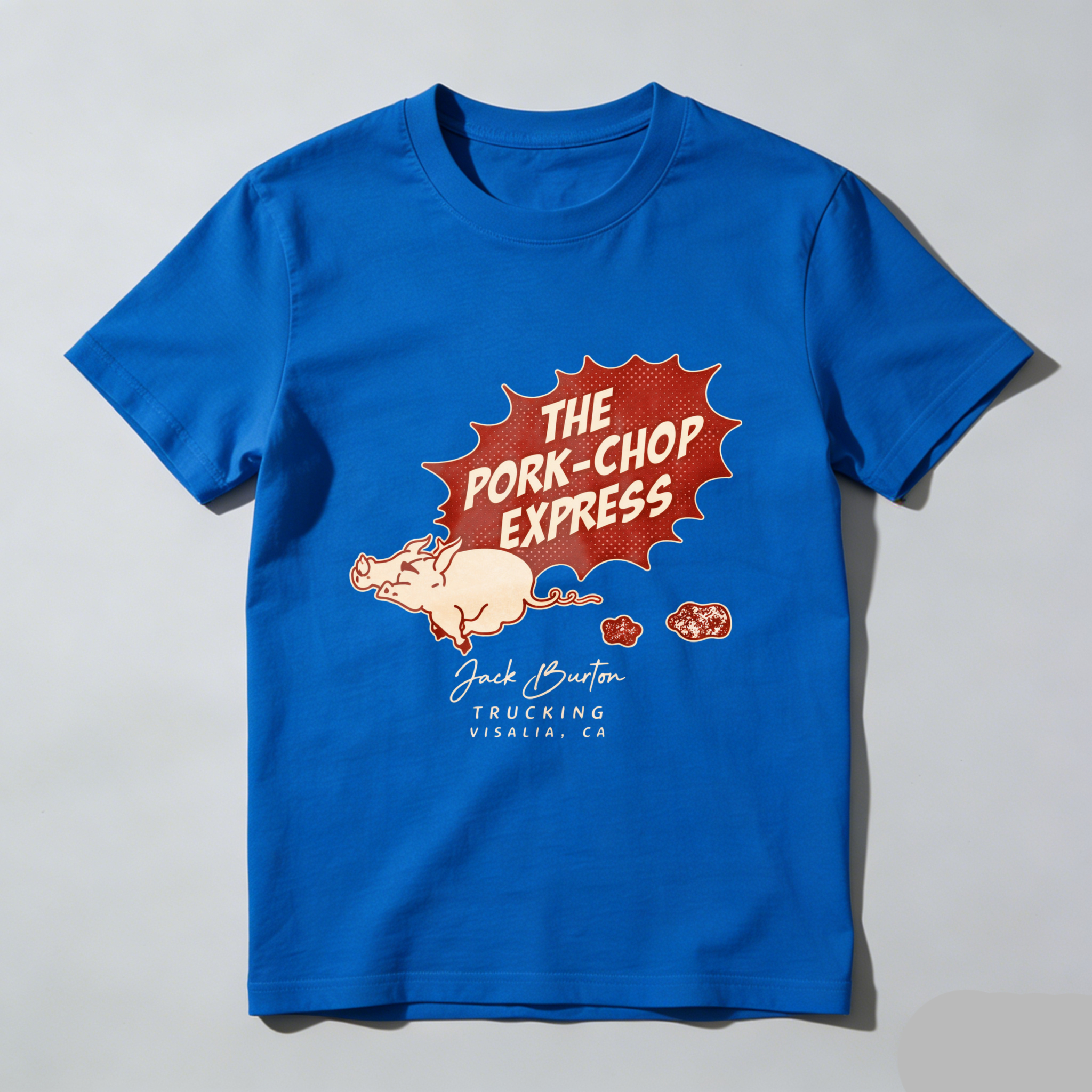 TEECURENT The Pork Chop Express Jack Burton Trucking Visalia Ca T Shirt