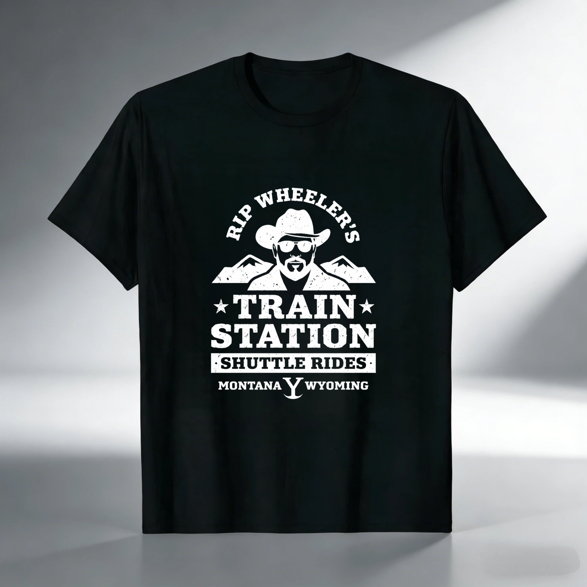 TEECURENT Rip Wheelers Train Station Shuttle Rides Montana Wyoming T Shirt