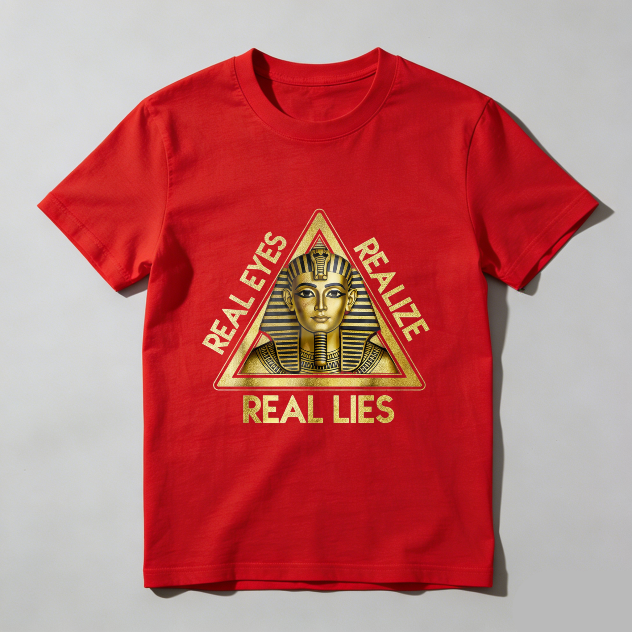 TEECURENT  Real Eyes Realize Real Lies Pyramid Sphinx Design TEECURENT