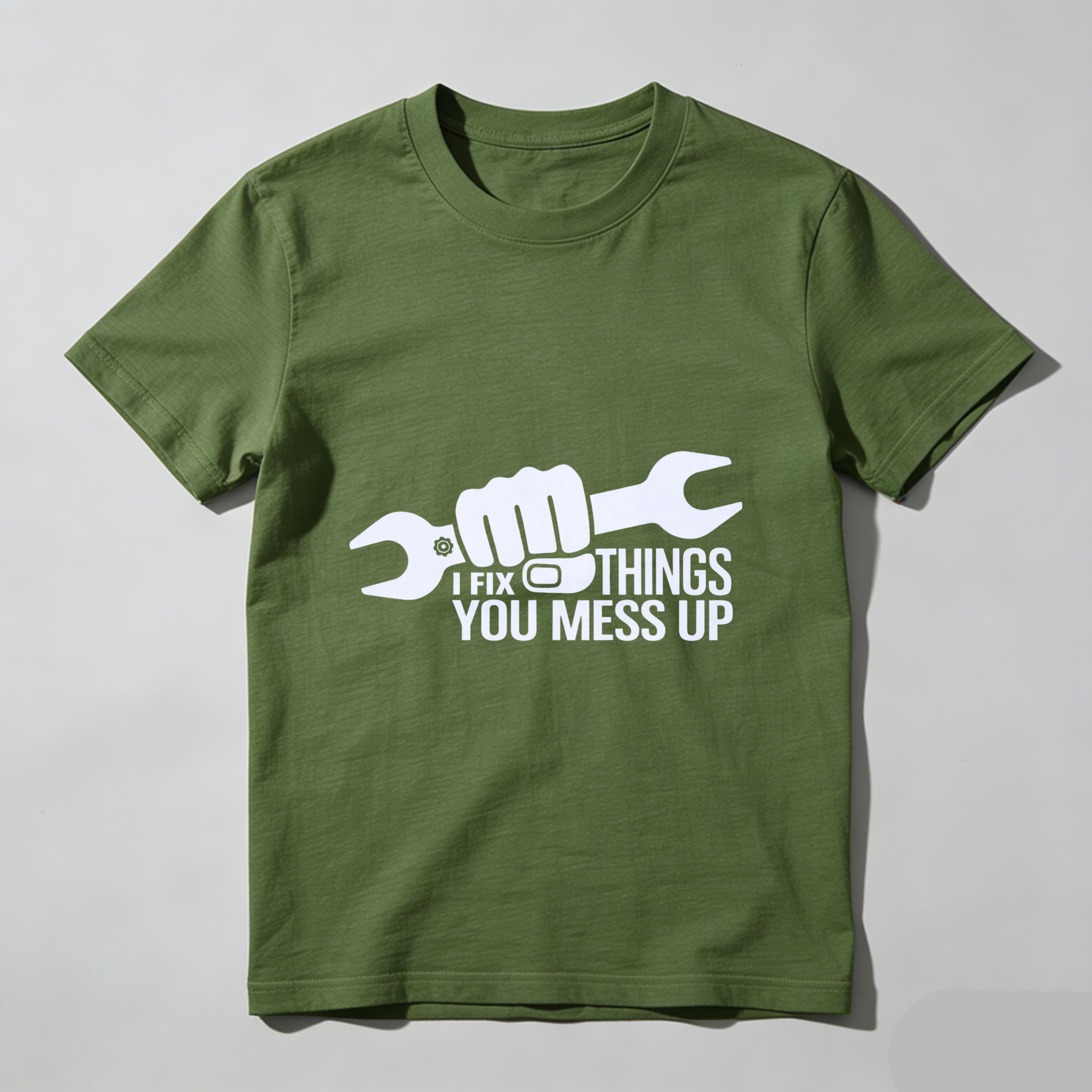 Fix Things You Mess Up Mechanic T-Shirt With Wrench And Fist Design