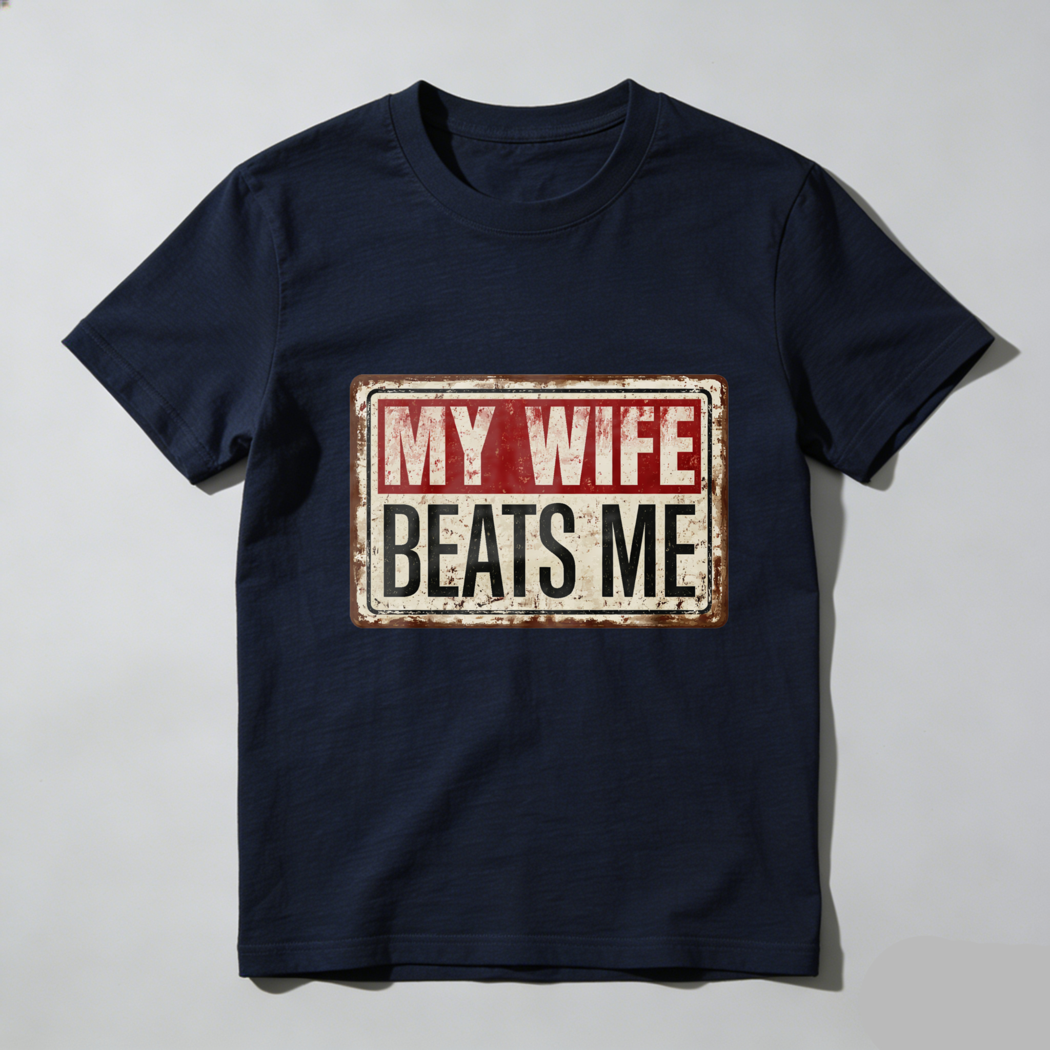 TEECURENT My Wife Beats Me Vintage Style T Shirt For Men Funny Couple Gift Black Cotton Tee-TeeCurent