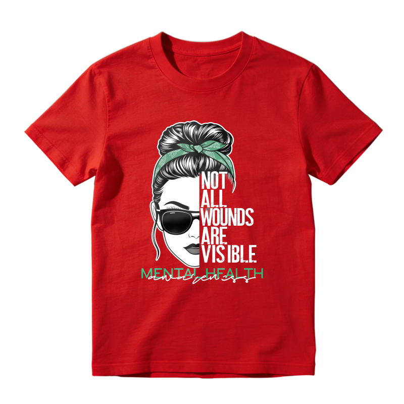 Dorawear™ Mental Health Awareness Not All Wounds Are Visible Woman With Sunglasses And Hair Bun Unisex Classic T-shirt