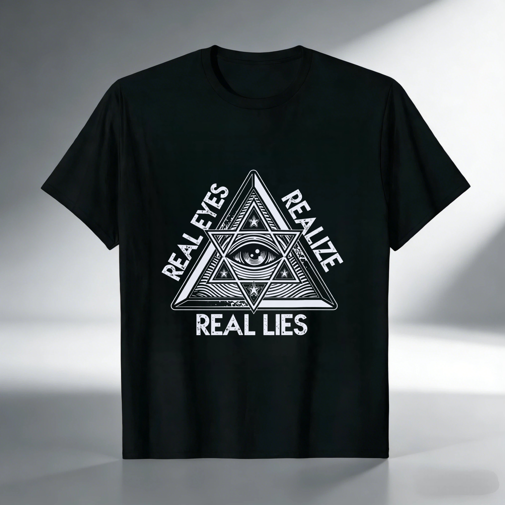 TEECURENT  Real Eyes Realize Real Lies Pyramid Eye Symbol(1) TEECURENT