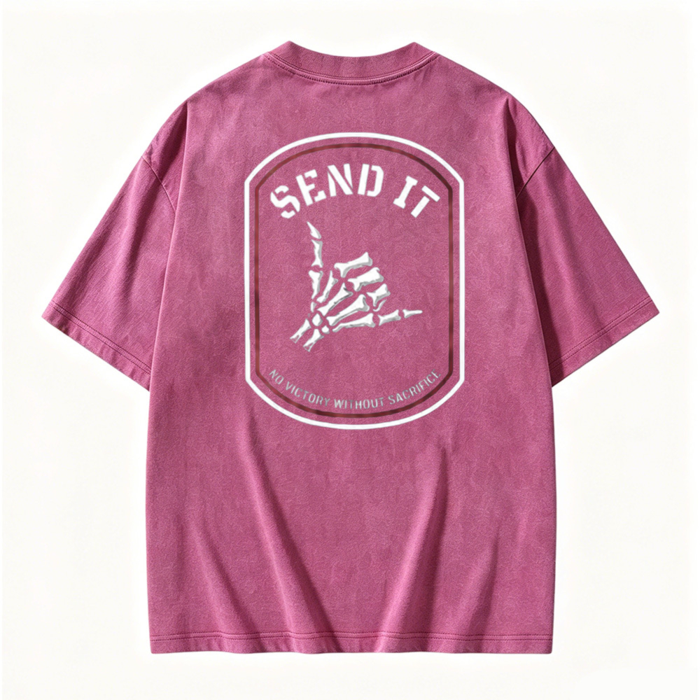 Send It Skeleton Hand Graphic Washed T-shirt