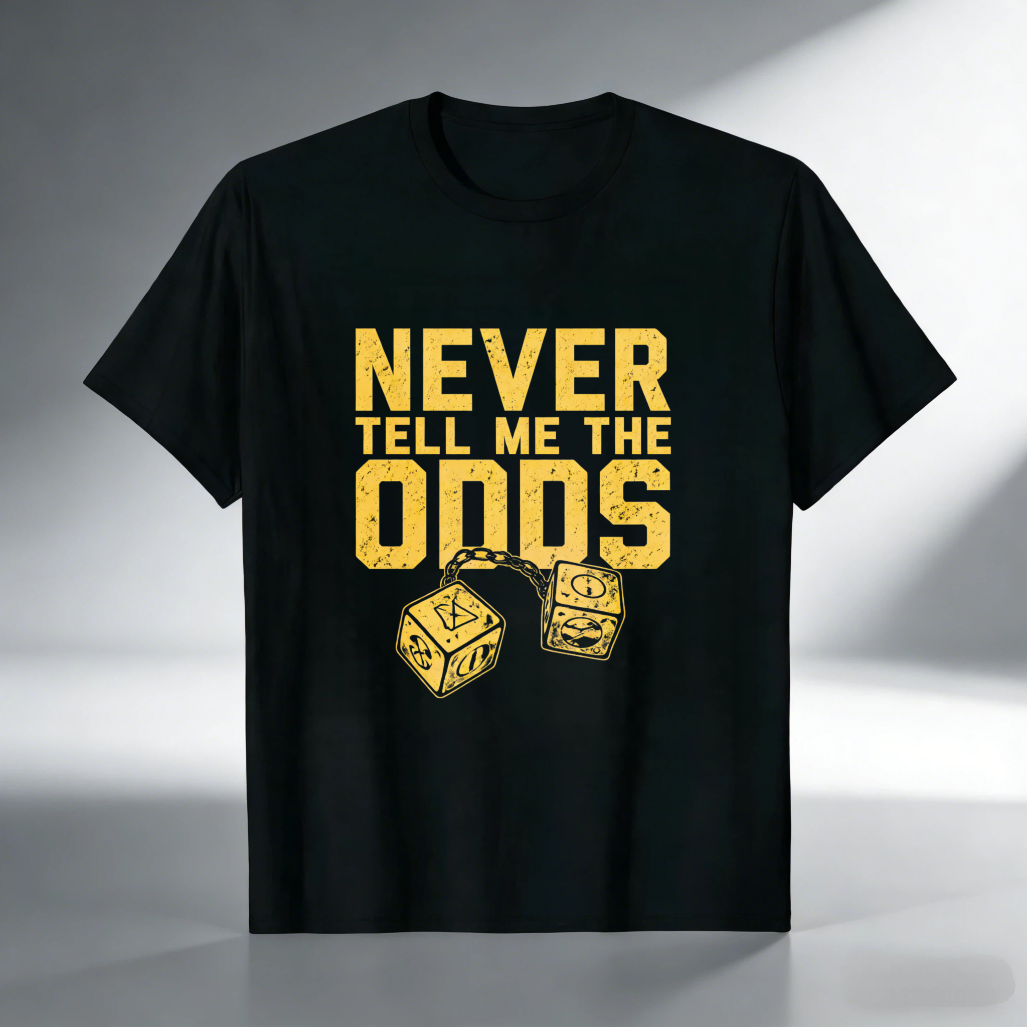 TEECURENT Never Tell Me The Odds T Shirt Star Wars Inspired Quote With Dice Design Black Men Women Casual Wear