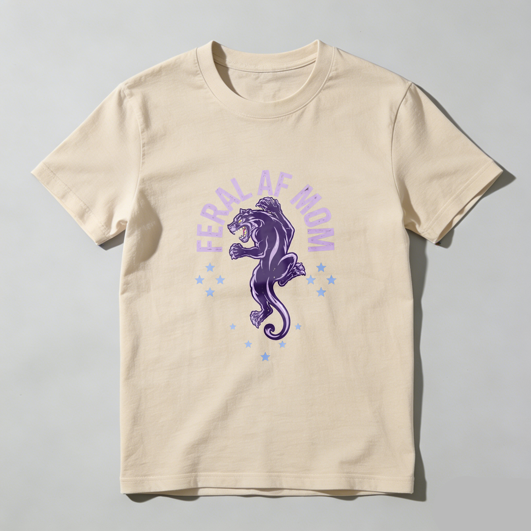 TEECURENT Feral Af Mom Panther Graphic T Shirt For Women And Men Black Purple Design Mother's Day Gift Idea WOMEN